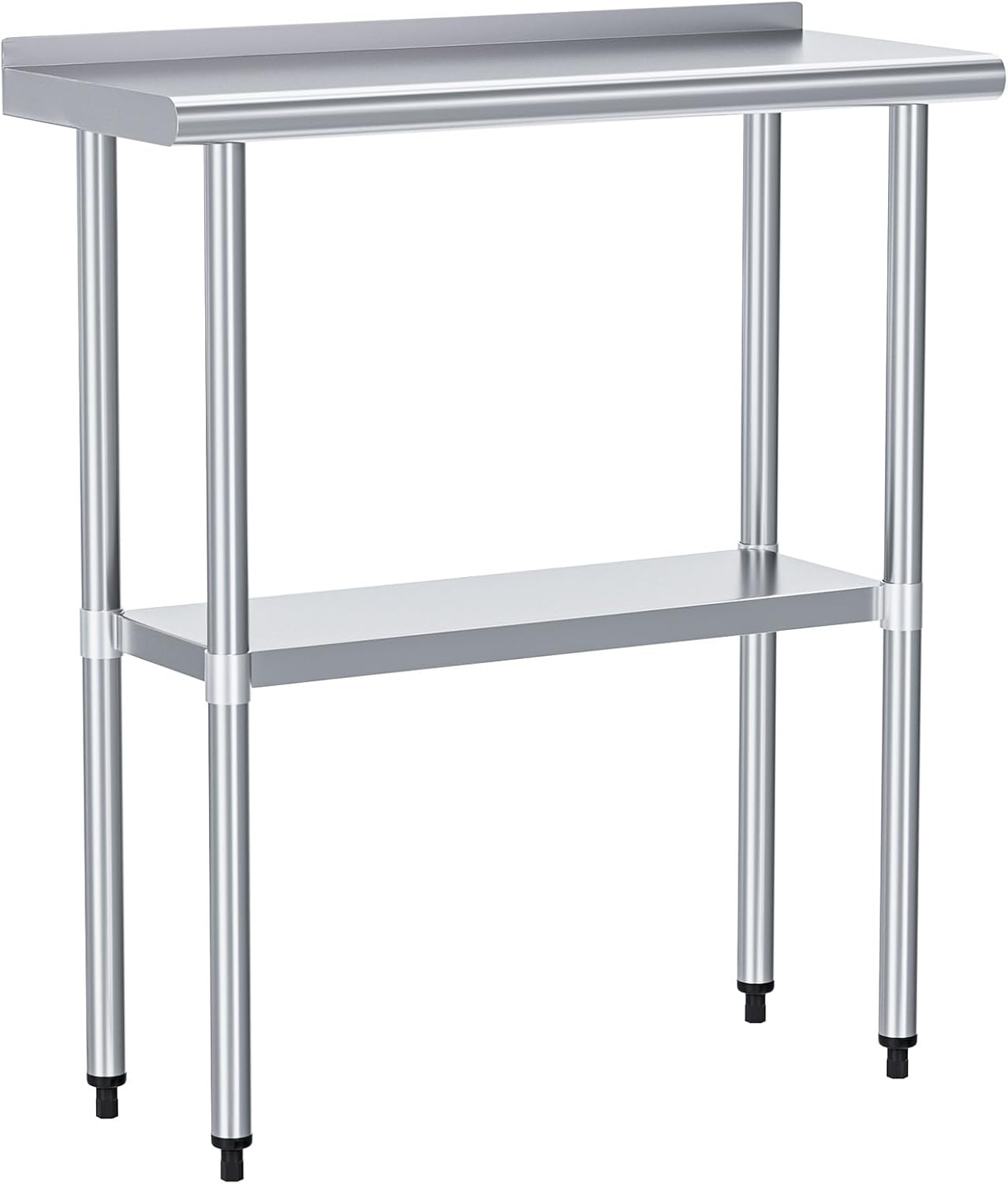 Stainless Steel Table 24" x 30" with Adjustable Undershelf and Backsplash, Commercial Metal Workstations for Kitchen, Garage, Outdoor BBQ