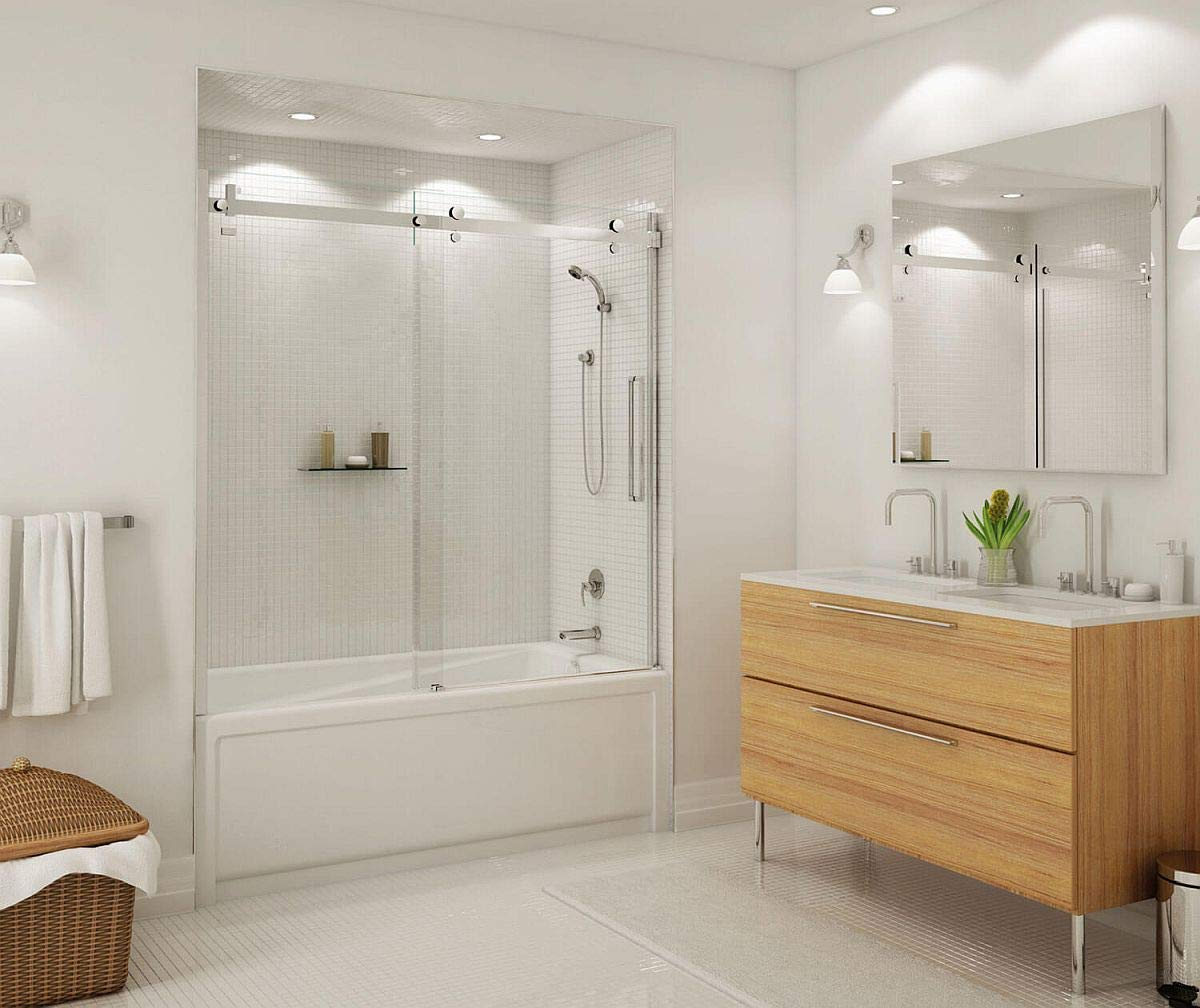 Halo 59 in. x 59 in. Frameless Sliding Tub Door in Chrome