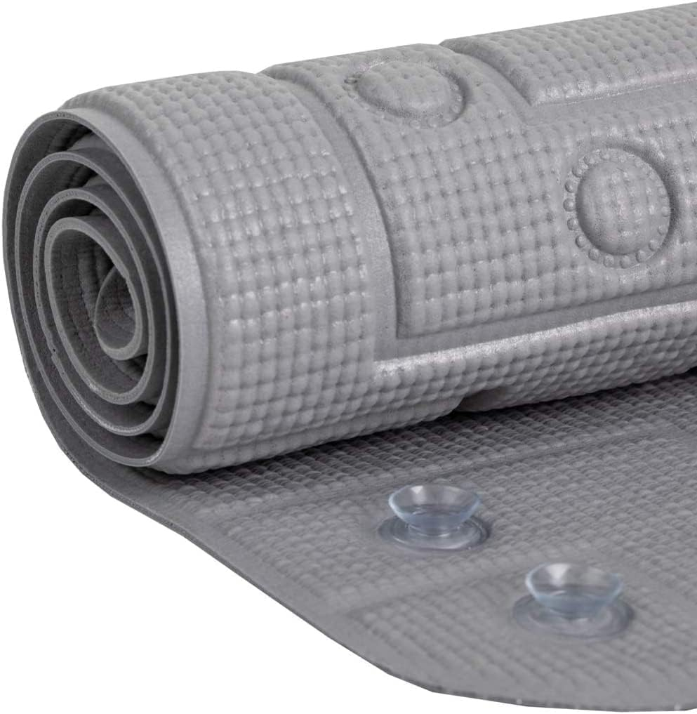 Duck Brand 17" x 36" Safety Grip Bathtub Mat with Suction Cups, Gray
