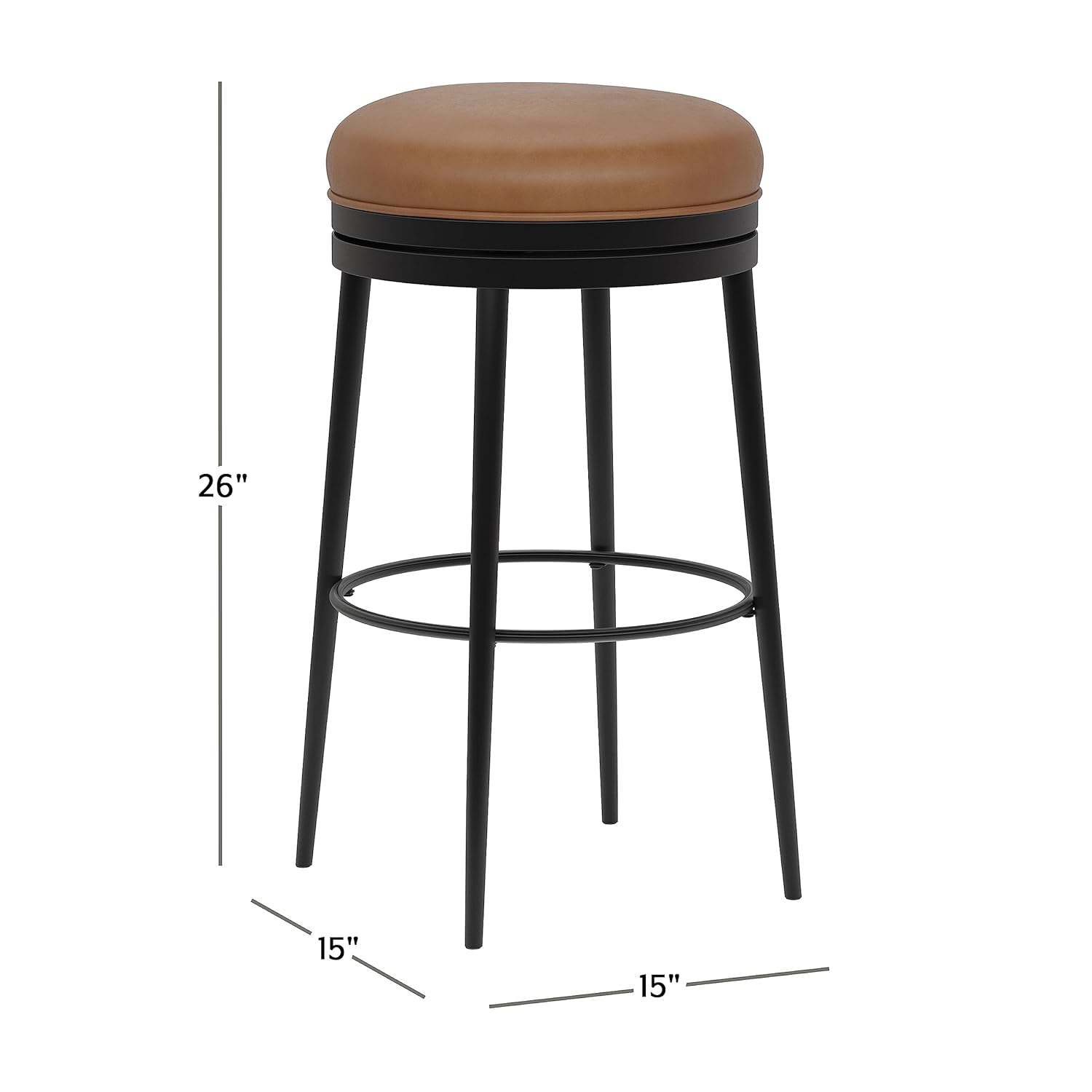 Hillsdale Aubrie Metal Counter Height Swivel Stool, Matte Black