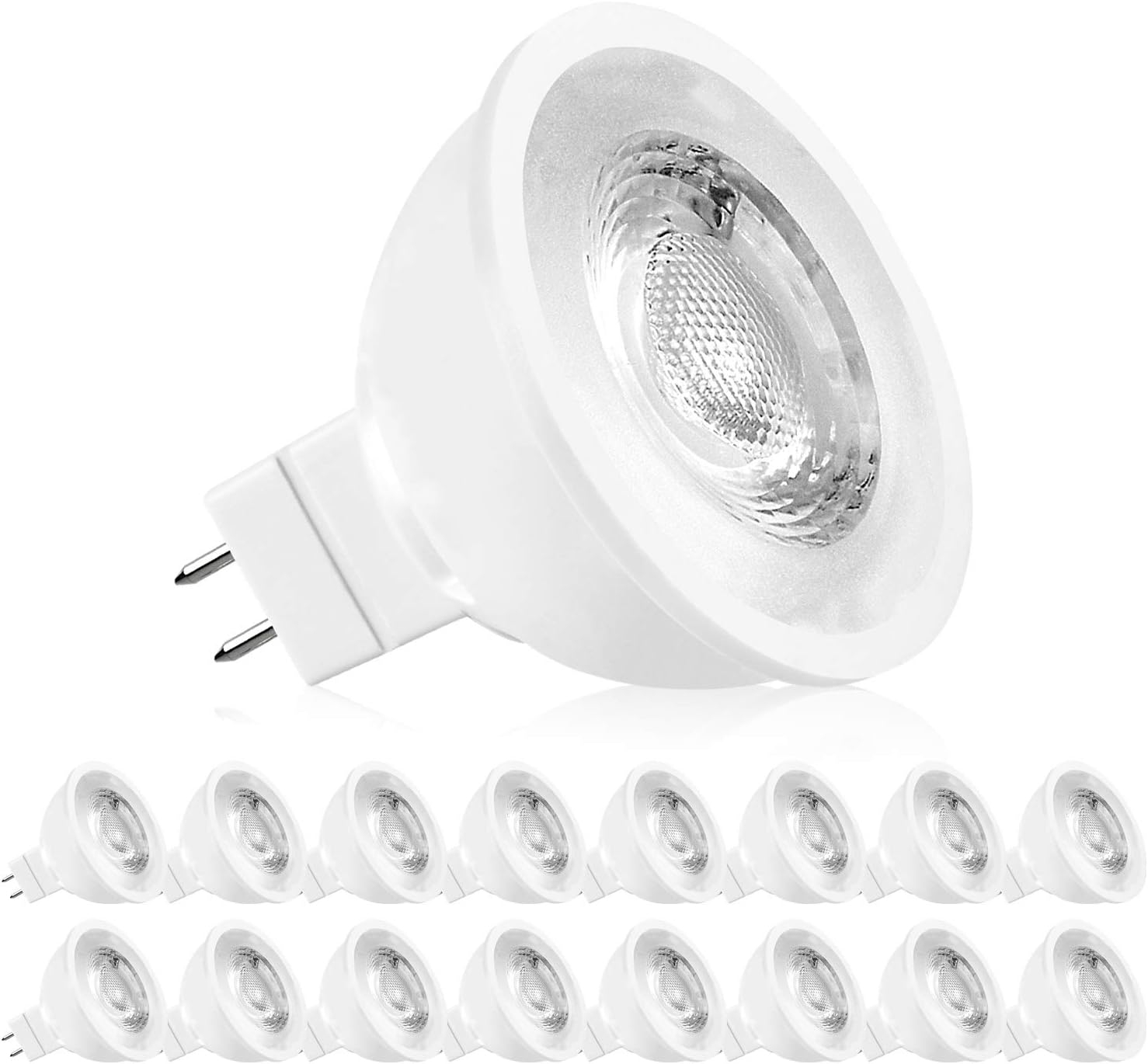 LUXRITE MR16 LED Bulb 50W Equivalent, 12V, 2700K Warm White Dimmable, 500 Lumens, GU5.3 LED Spotlight Bulb 6.5W, Enclosed Fixture Rated, Perfect for Track and Home Lighting (6 Pack)