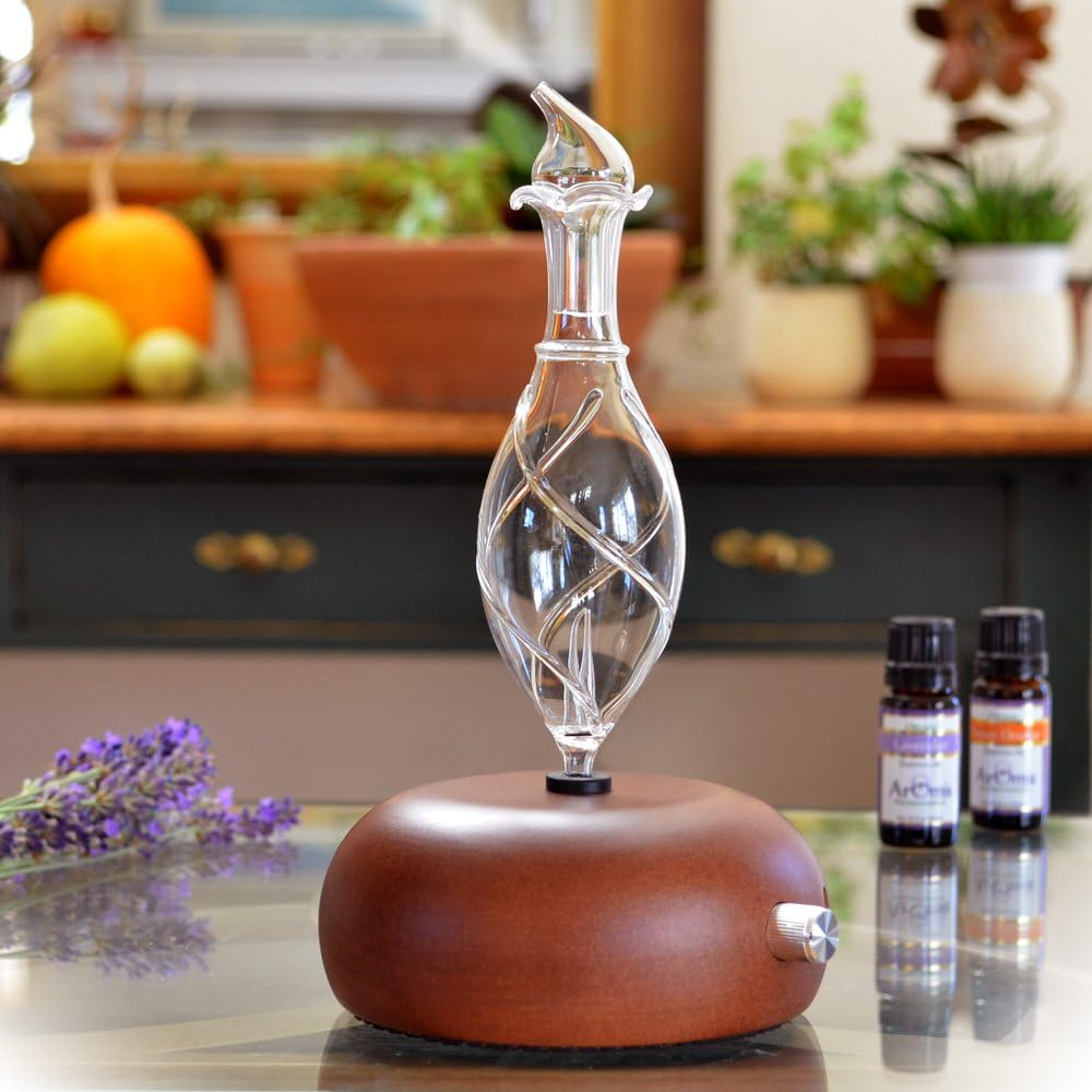 ArOmis Aromatherapy Diffuser - Professional Grade - Wood and Glass (Orbis Nox Vitis), Premium, Essential Oil Diffuser, Nebulizer, Nebulizing Machine, Waterless