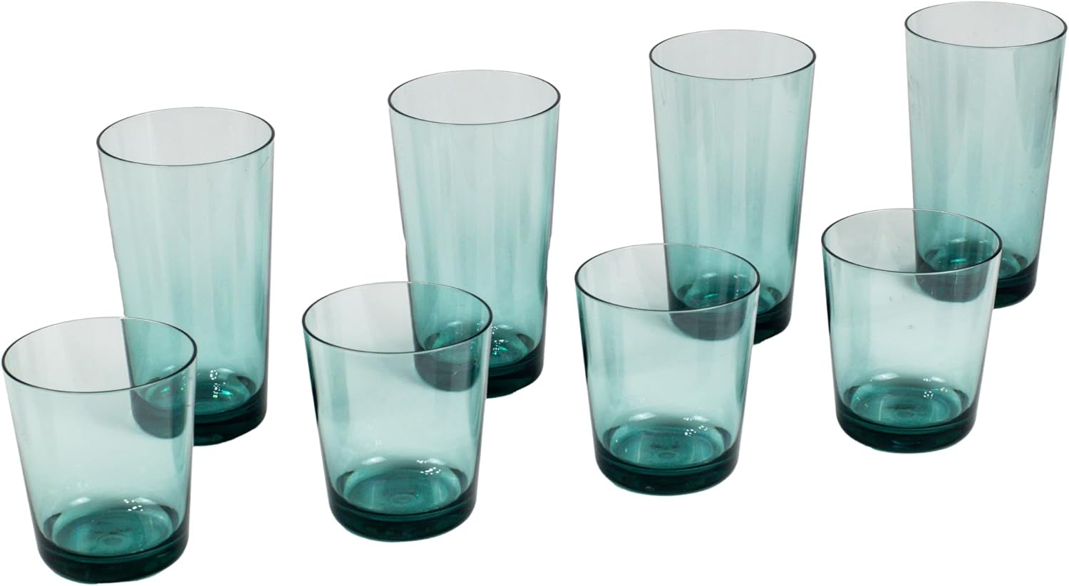 Simple Premium Plastic Drinkware 8-Piece Set for Indoor or Outdoor Use, with 4 Jumbo and 4 Double Old Fashioned Glasses, Sage Green