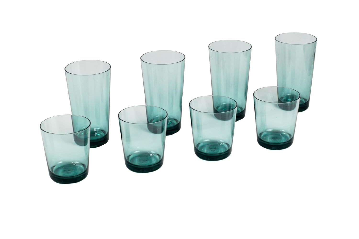 Simple Premium Plastic Drinkware 8-Piece Set for Indoor or Outdoor Use, with 4 Jumbo and 4 Double Old Fashioned Glasses, Sage Green
