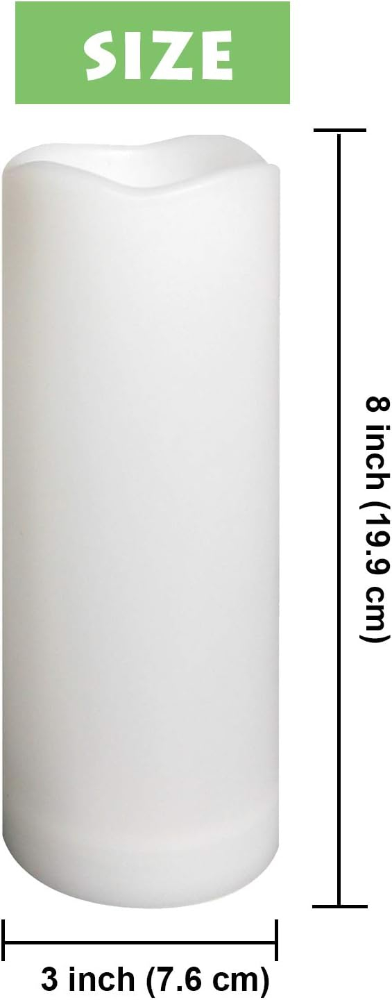 Waterproof Outdoor Flameless Pillar Candle with Timer Battery Operated Electric LED Candle Set for Gift Home Décor Party Wedding Supplies Garden Halloween Christmas Decoration, 1 Pack, 3” x 8”