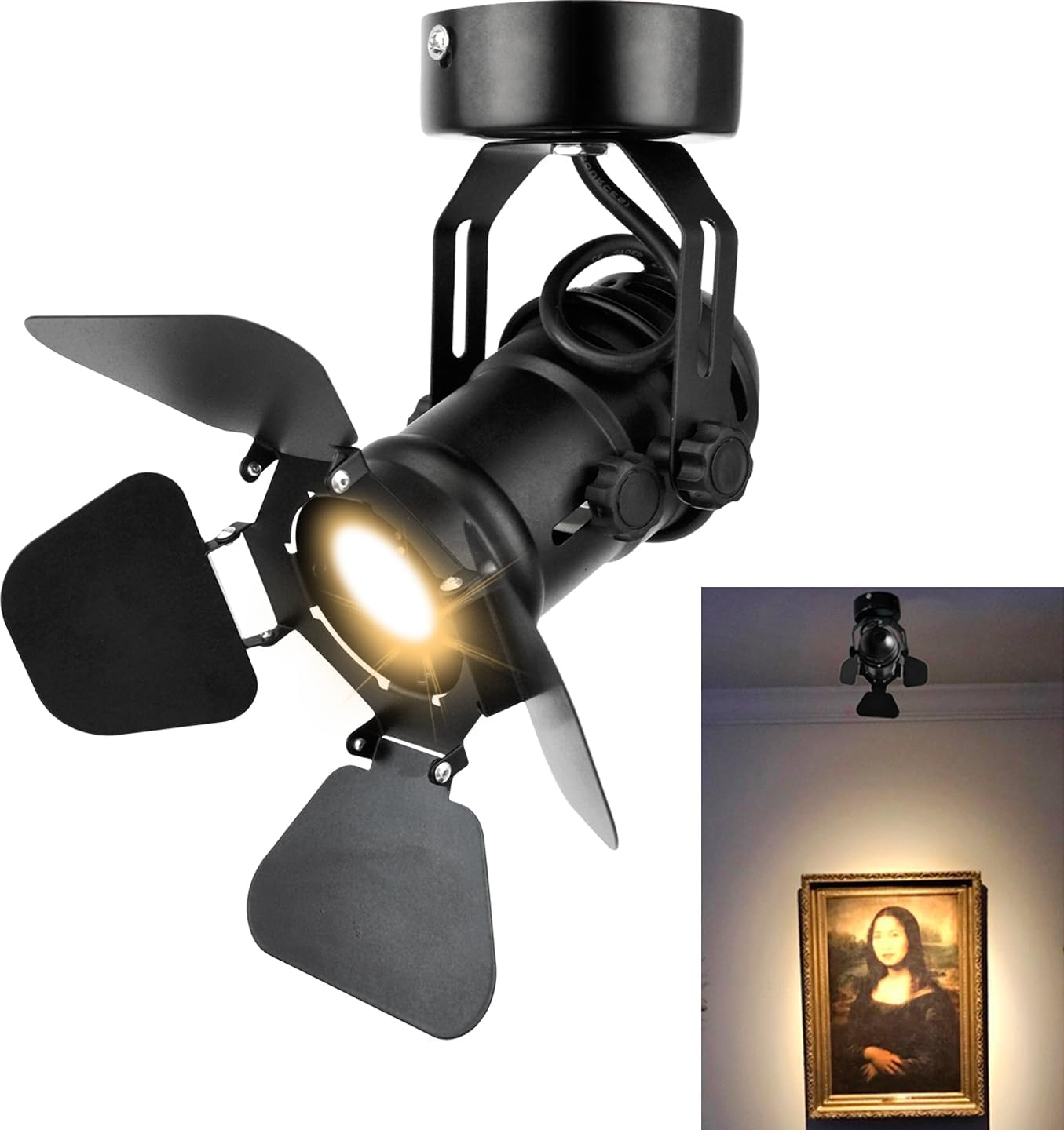 Adjustable Black Industrial Vintage Ceiling Spotlight Lamp