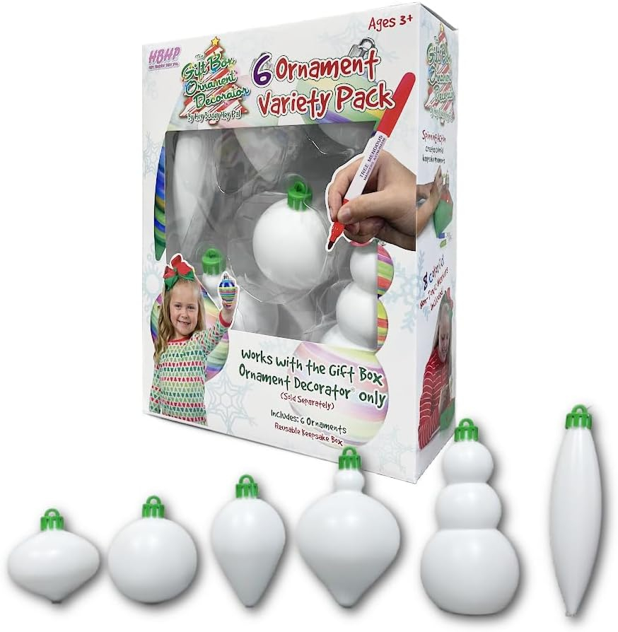 Shatterproof White Plastic Christmas Ornament Set