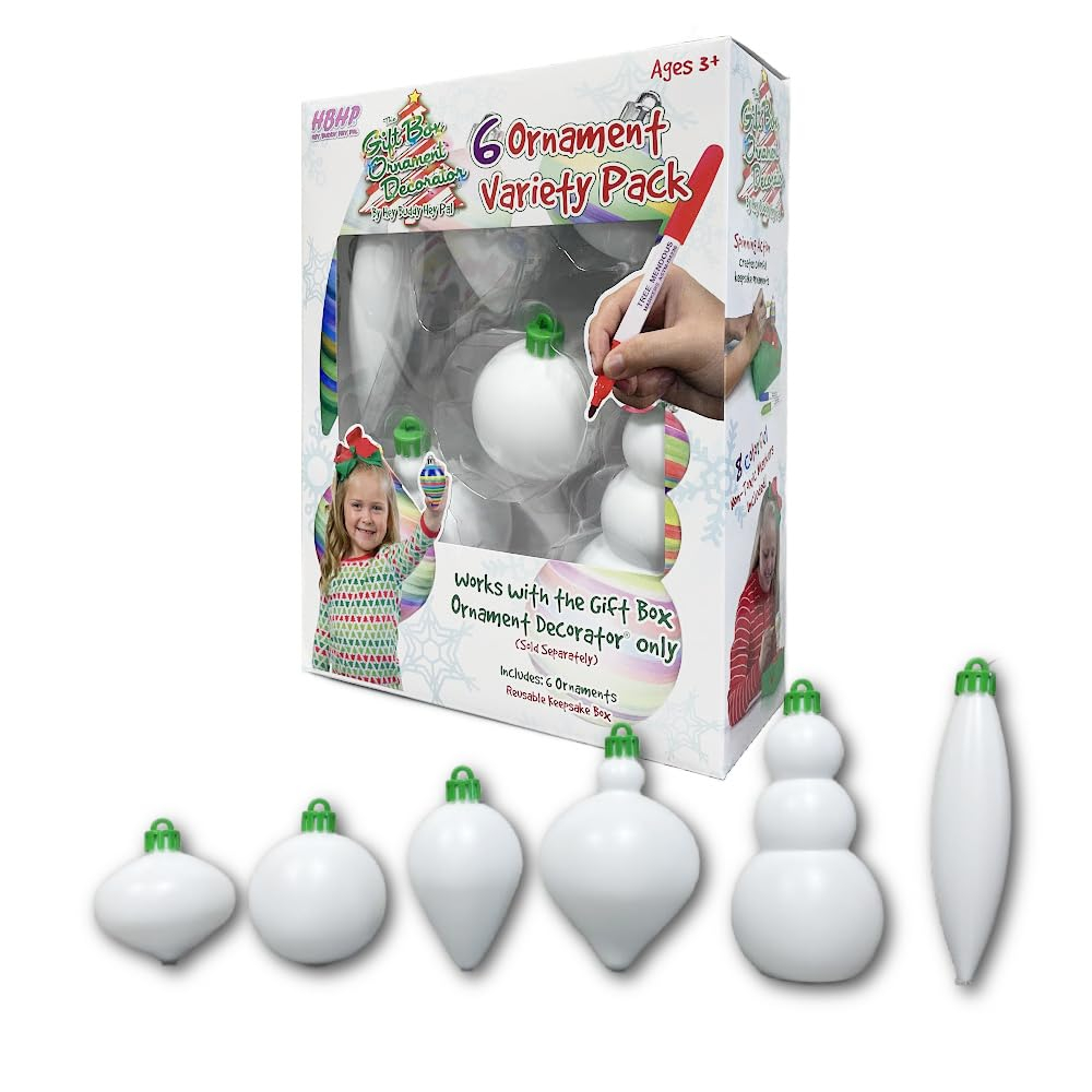 Shatterproof White Plastic Christmas Ornament Set