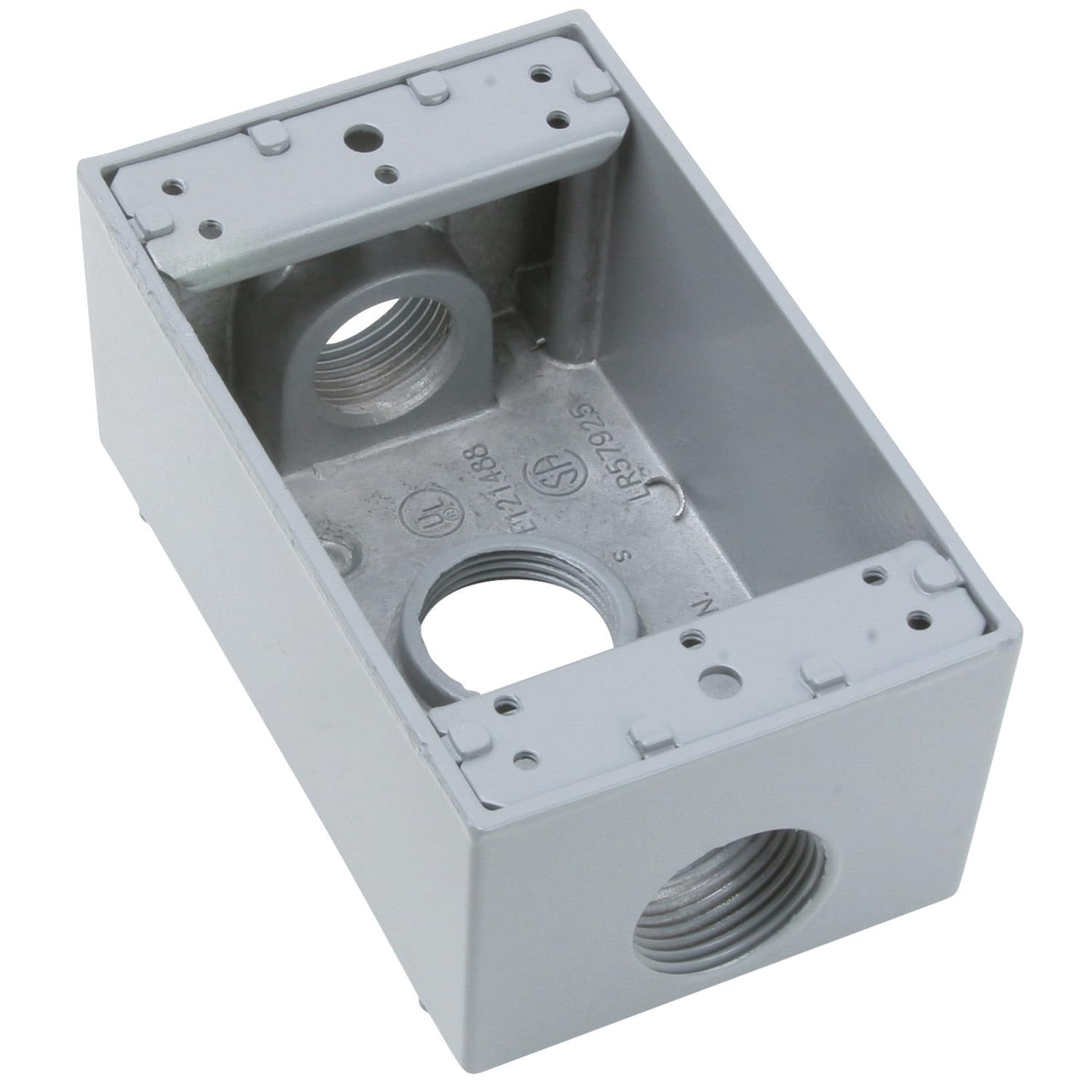 Pass & Seymour 1-Gang Weatherproof Exterior Box, 3-Hole 3/4", Gray