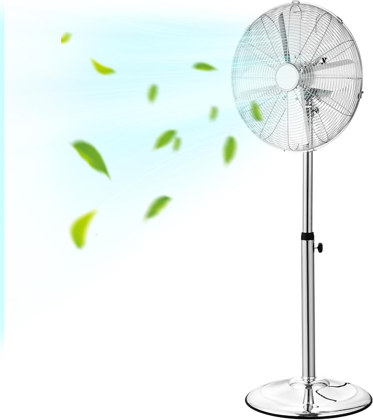 Vevor GYLSFS16INCH0LFIYV1 16 in. 3-Speed Industrial Pedestal Fan Oscillating Height Adjustable - Silver