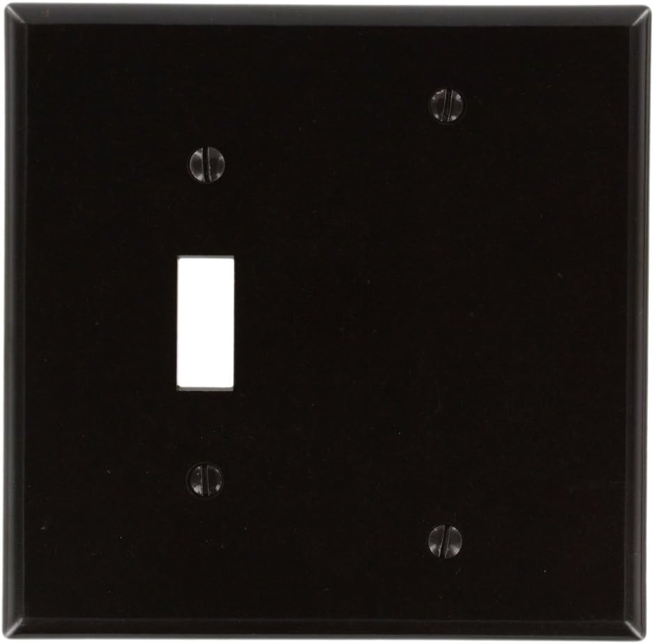 Leviton 80506 Wallplate 2-Gang 1-Toggle 1-Blank Midway Size Plastic - Brown
