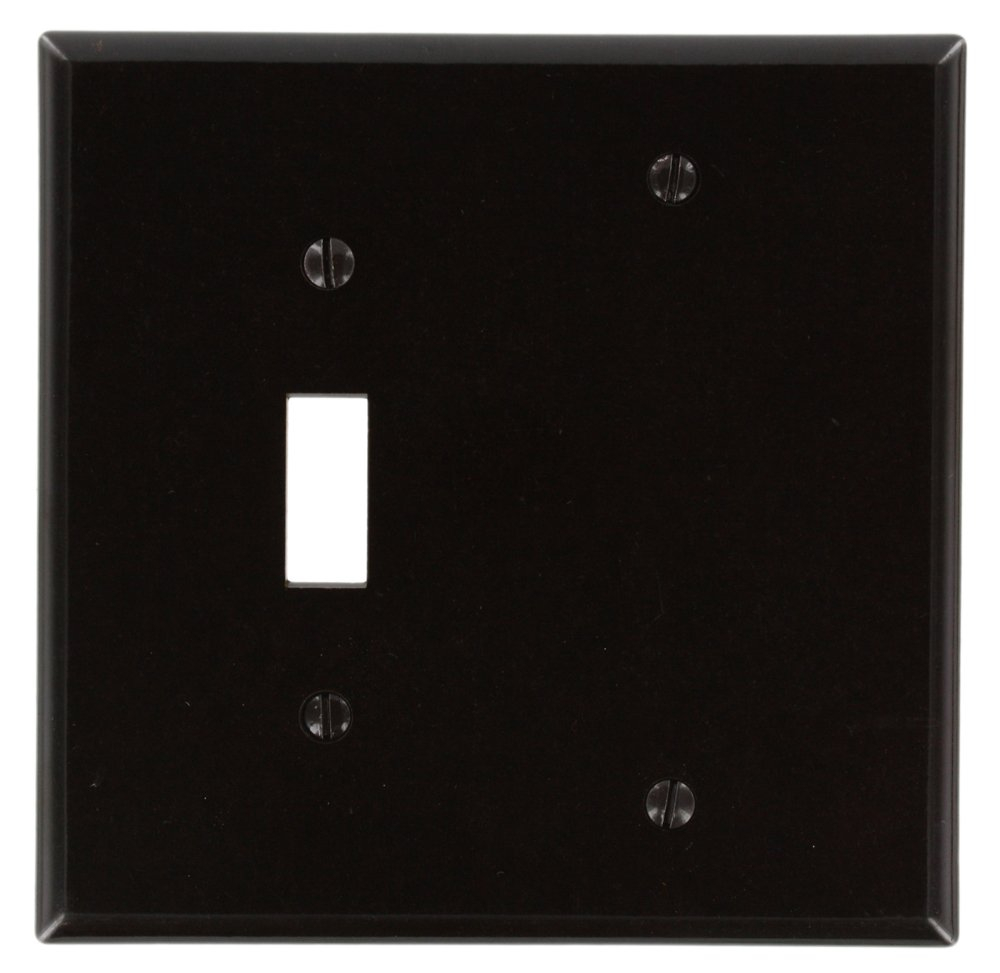 Leviton 80506 Wallplate 2-Gang 1-Toggle 1-Blank Midway Size Plastic - Brown