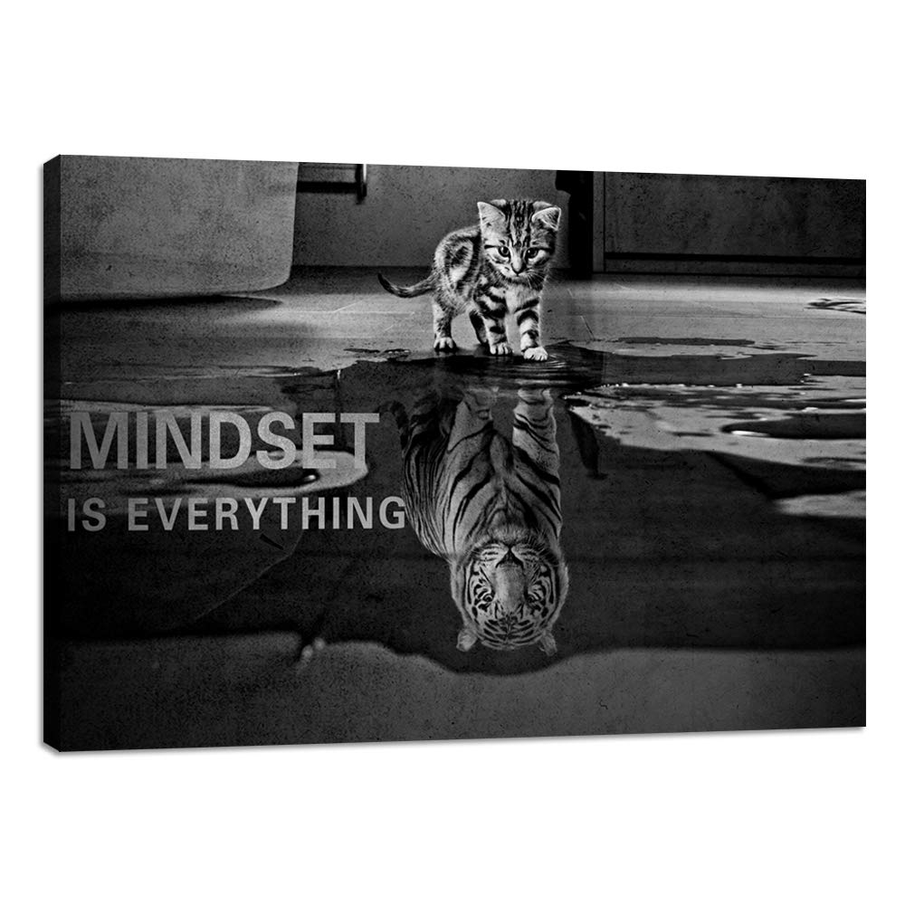 POSTER Mindset Is Everything Cat/Tiger Leader Motivational Inspirational Prevocational Life Action Success Quote Print Poster Wall Art Picture-UNFRAMED