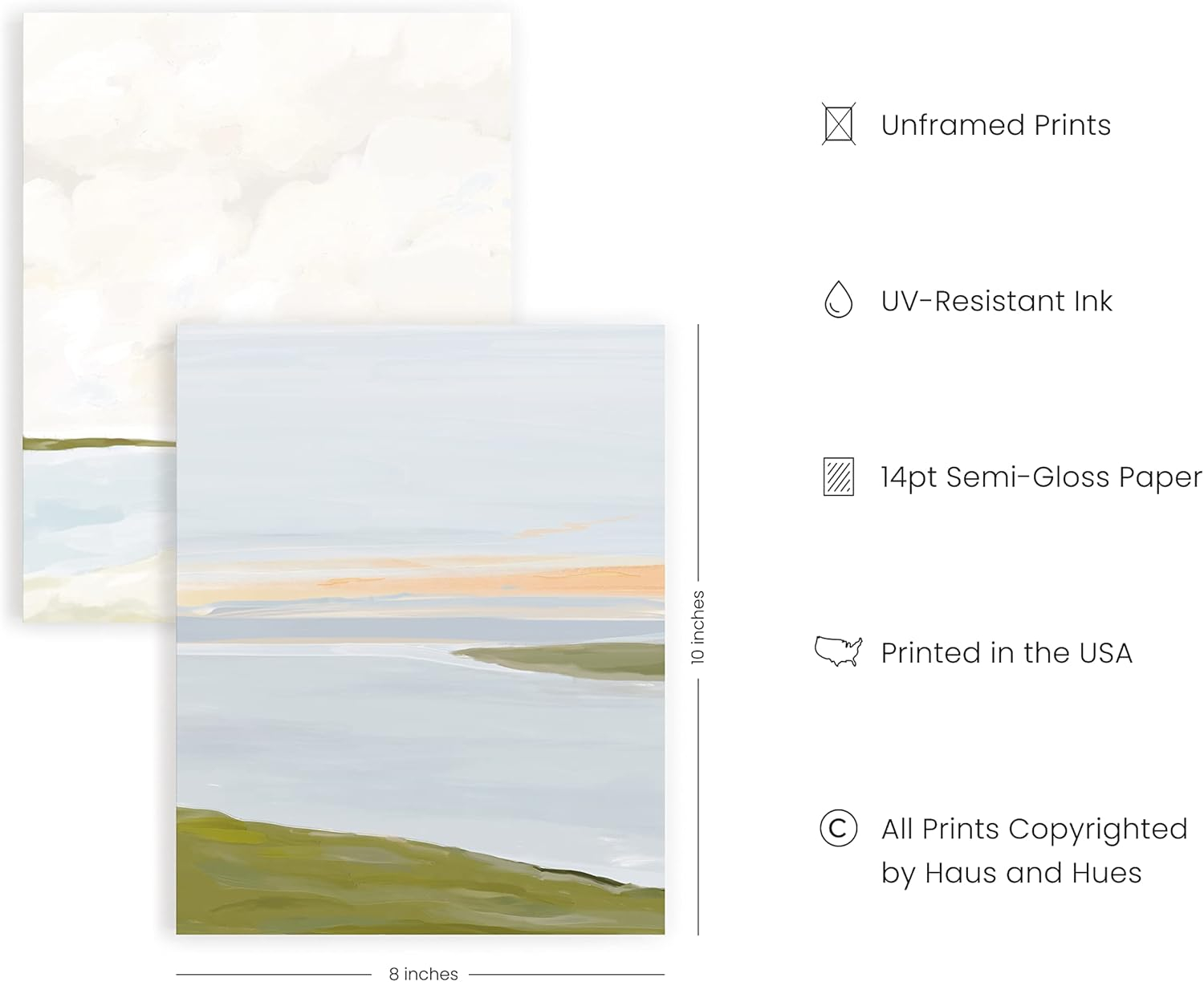 Unframed Scenic Landscape Oil Painting Set in Green and Beige