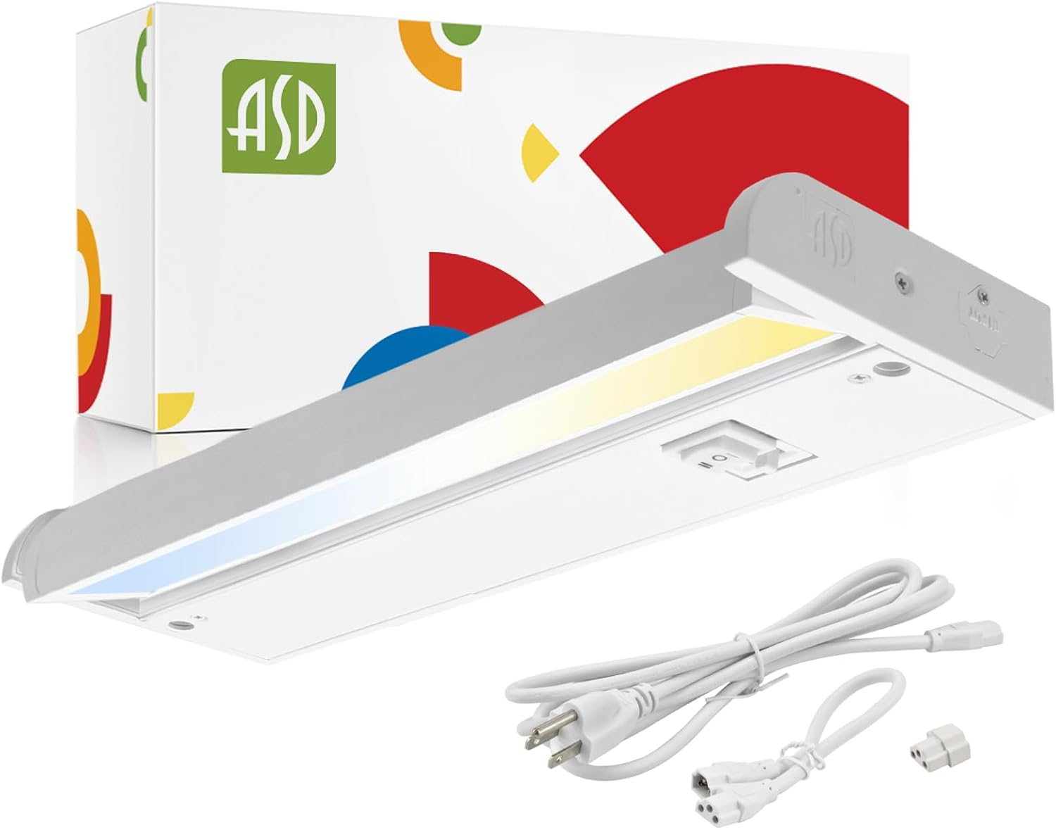 ASD Swivel LED Under Cabinet Lighting, 18 Inch 8W, Hardwired or Plug-in, 2700K/3000K/4000K, Hi/Low Switch, Rotatable Lens, Dimmable Linkable Under Counter Light for Kitchen, ETL & Energy Star