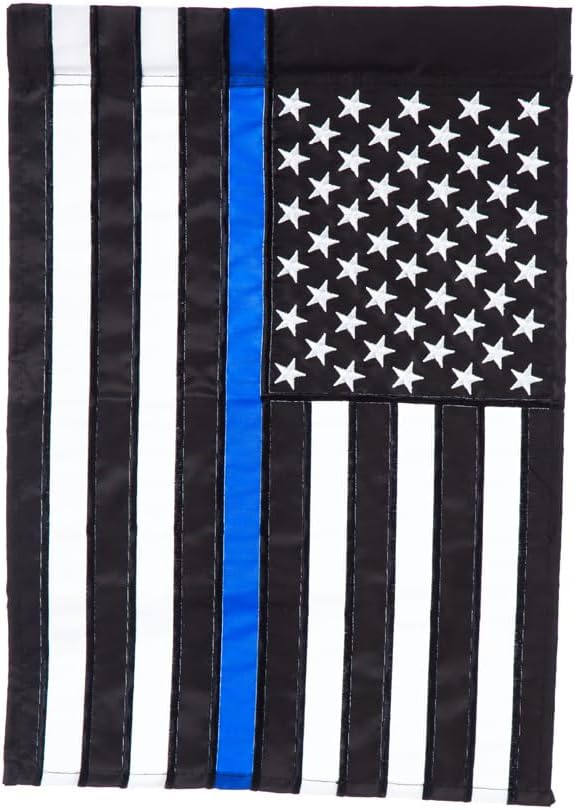 Evergreen Flag Thin Blue Line Garden Applique Flag 12.5 x 18 Inches Indoor Outdoor Decor