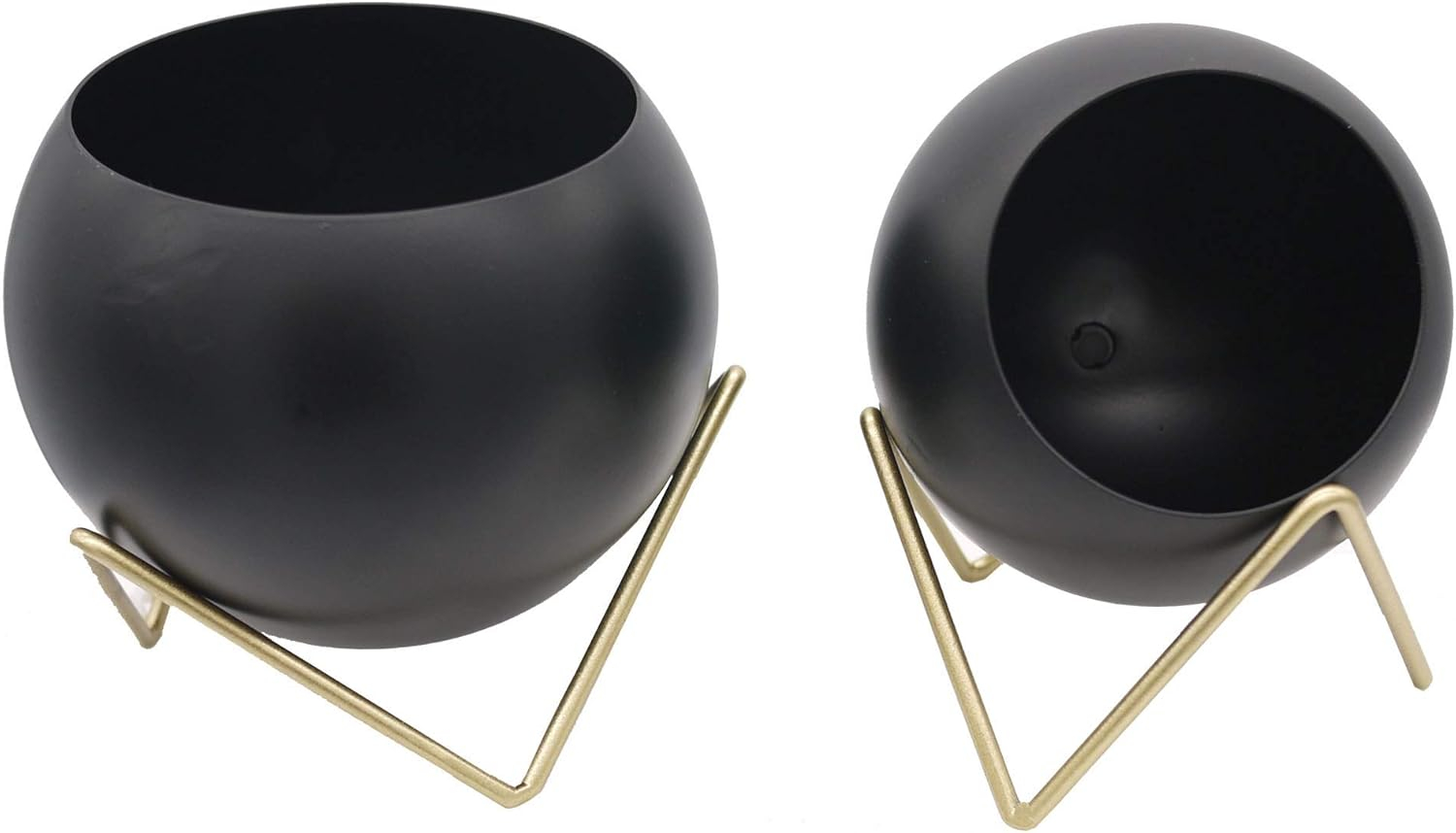 Admired by Nature  Spherical Planter, Gold & Black - Set of 2
