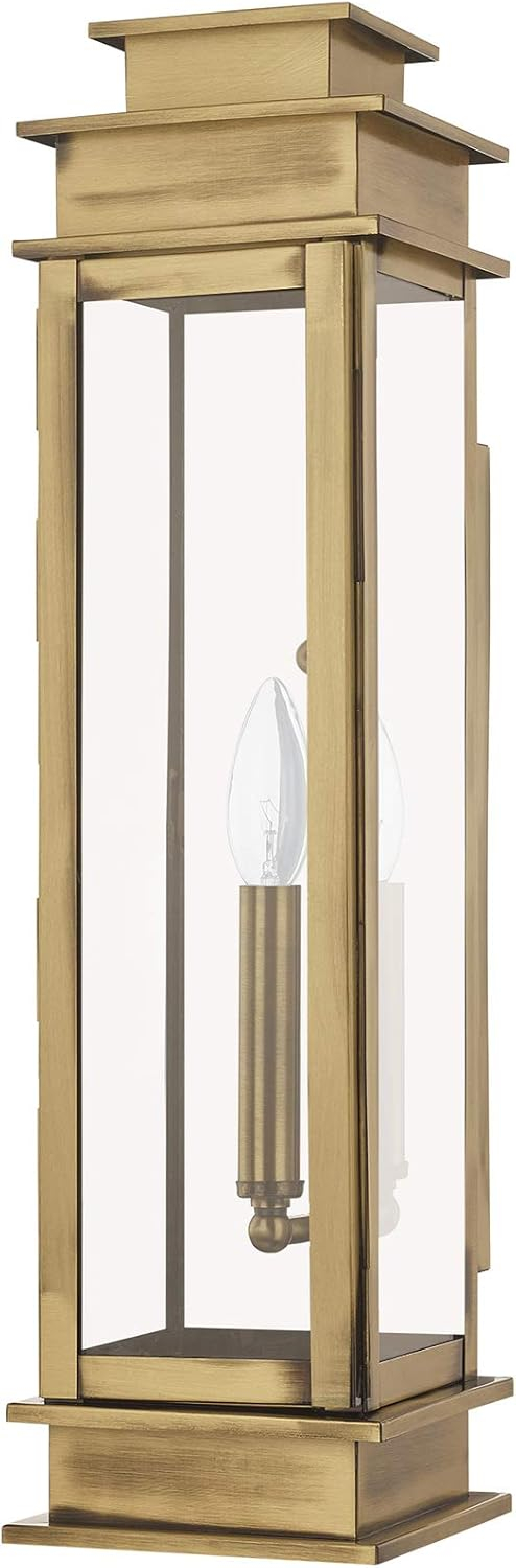 Livex Lighting Princeton 1 -Light 20.25-in H Antique Brass Hardwired Outdoor Wall Light