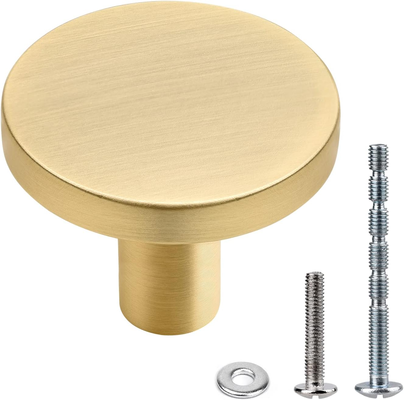 WEAVERBIRD 4 Pieces Round Cabinet Knobs Brushed Gold, Zinc Alloy Kitchen Cabinet Hardware Cupboard Knobs Small Drawer Knobs