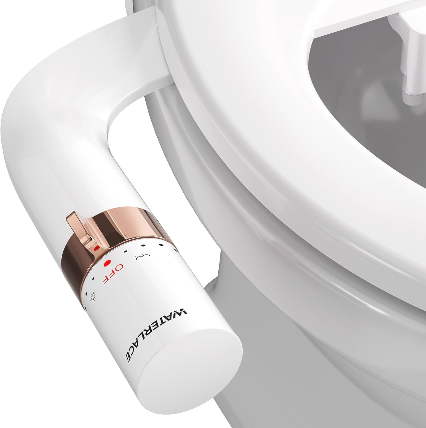 Bidet Attachment for Toilet, Dual Nozzle Bidet Toilet Seat, Non-Electric Ultra-Thin Bidets for Existing Toilets, Rear/Feminine Wash with Adjustable Water Pressure (Rose Gold)