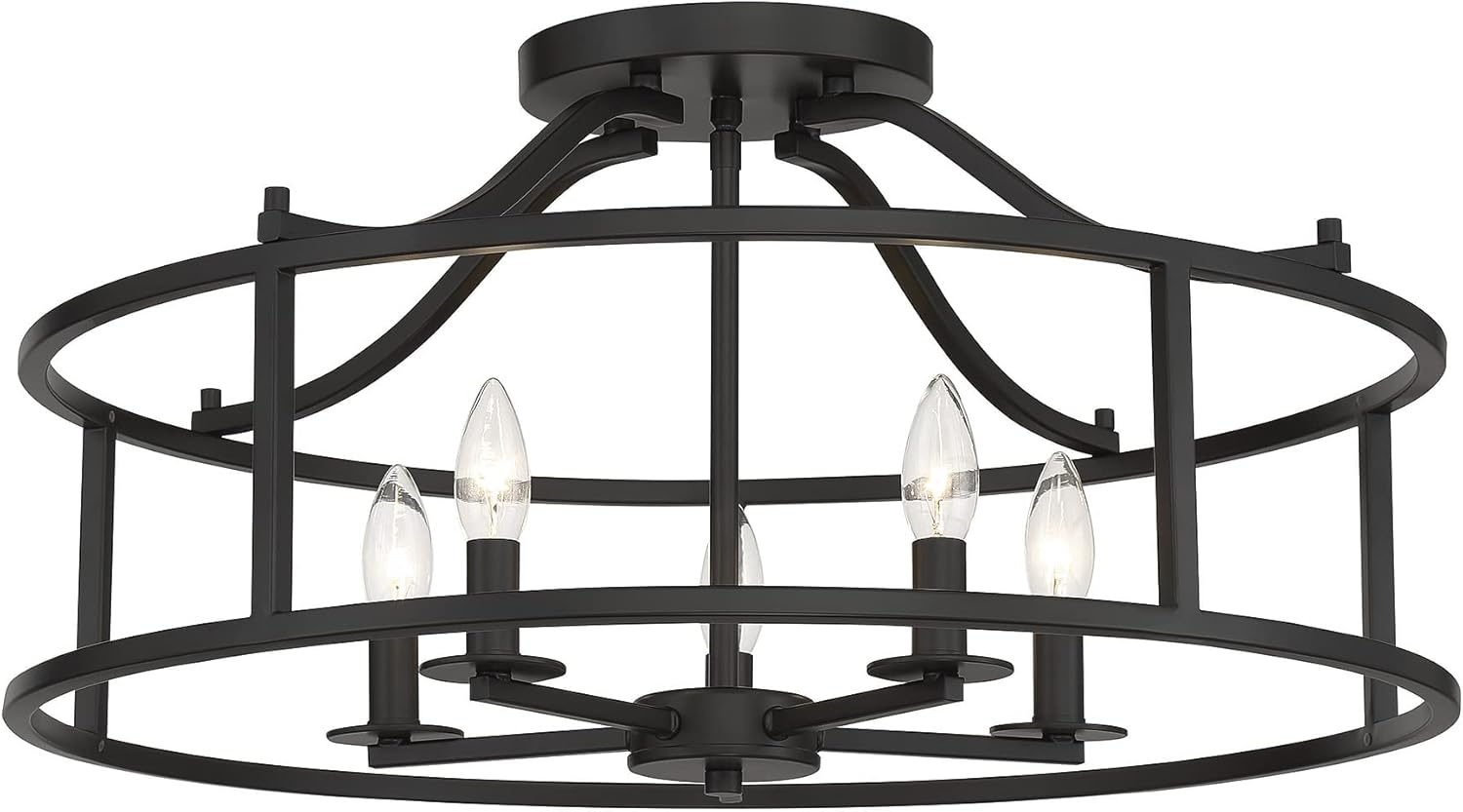 Savoy House 6-1679-5-89 Stockton Traditional Semi-Flush, 5-Light 300 Total Watts, 12" H x 24" W, Matte Black