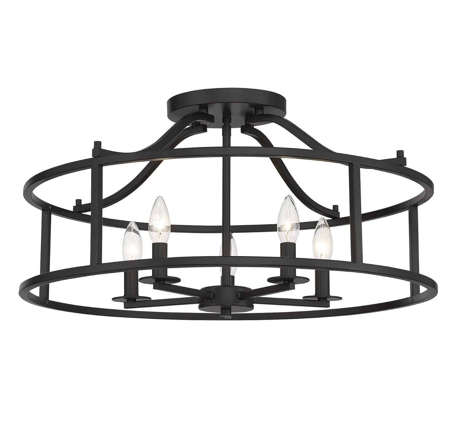 Savoy House 6-1679-5-89 Stockton Traditional Semi-Flush, 5-Light 300 Total Watts, 12" H x 24" W, Matte Black