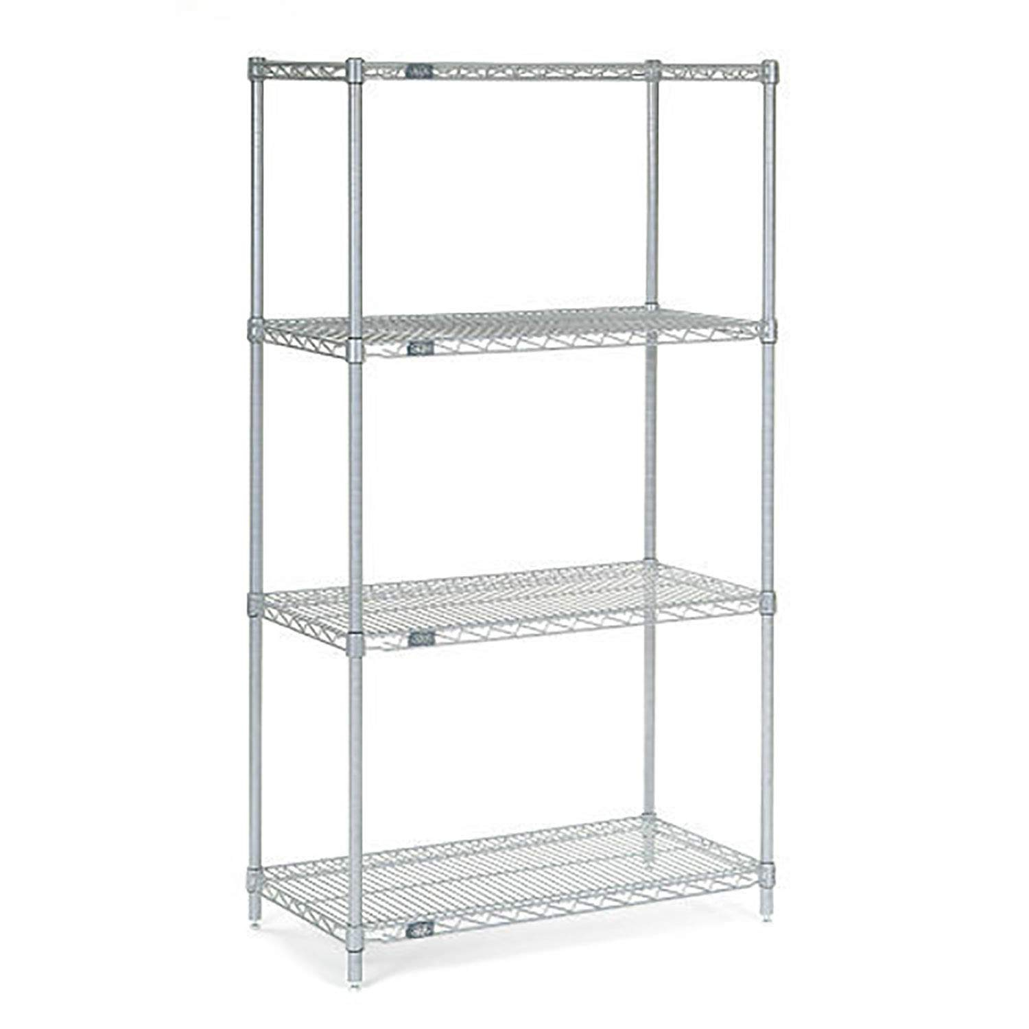 Chrome Adjustable 4-Tier Wire Shelving Unit