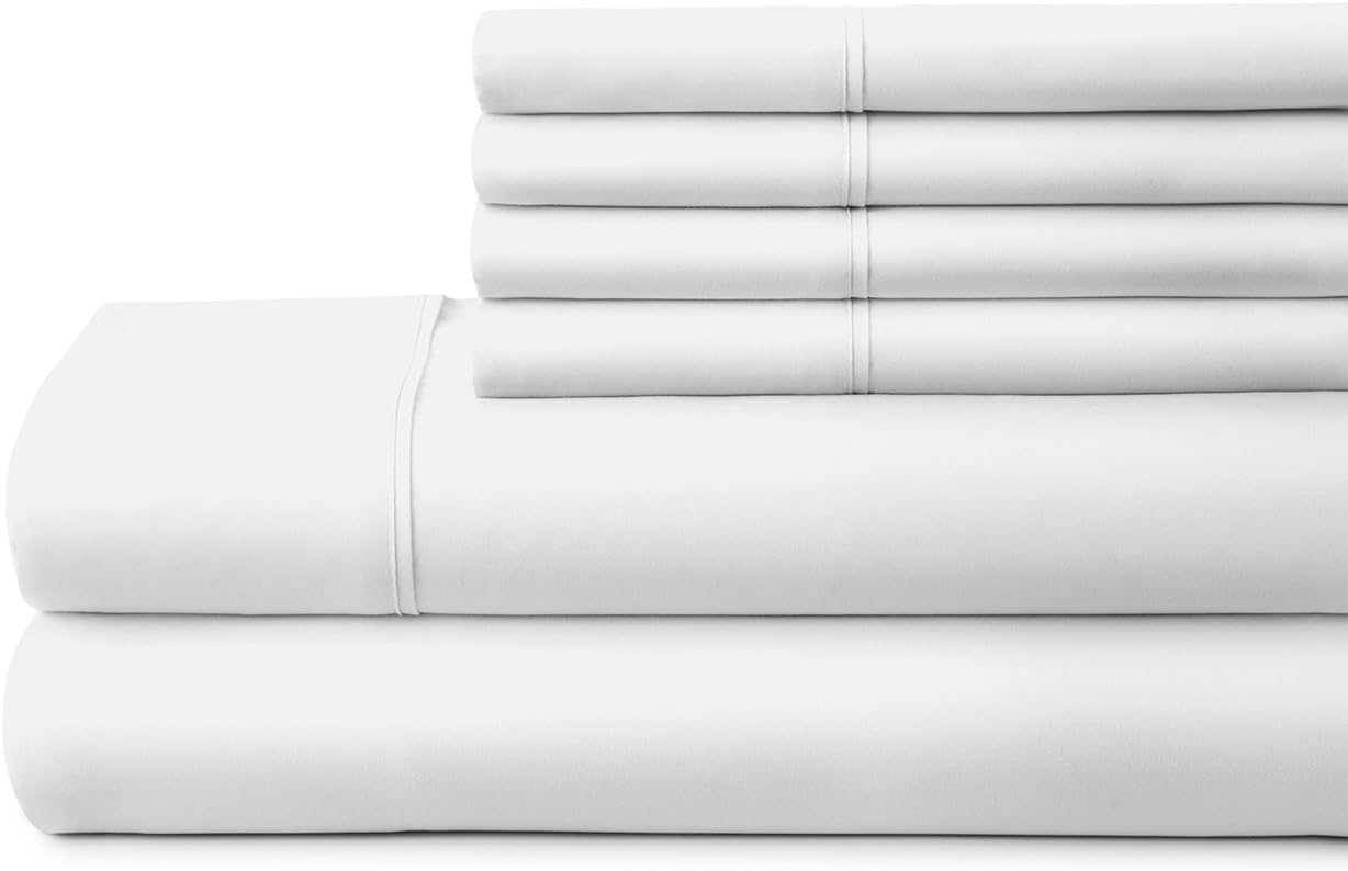 Linen Market 6 Piece Bed Sheet Set, White, King