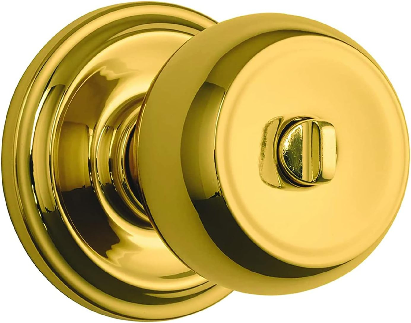 Brinks Home Security Push Pull Rotate Door Locks 23021-105 Stafford Style Interior Locking Door Knob, Polished Brass