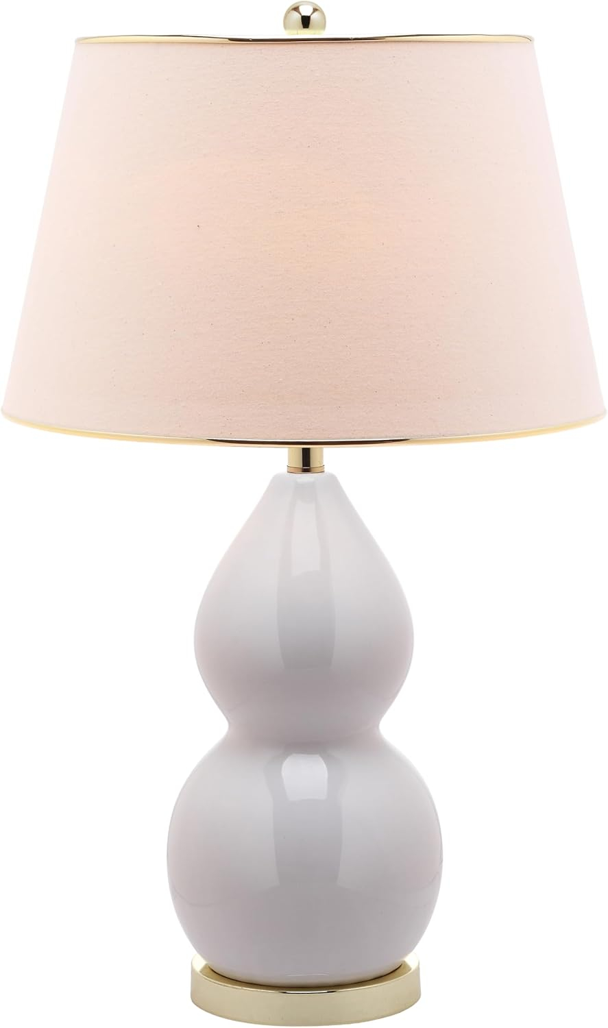SAFAVIEH Lighting Collection Jill Modern Contemporary White Double Gourd Ceramic 27-inch Bedroom Living Room Home Office Desk Nightstand Table Lamp (LED Bulbs Included)