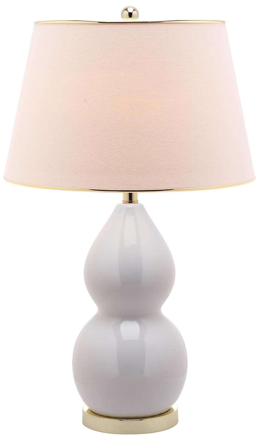 SAFAVIEH Lighting Collection Jill Modern Contemporary White Double Gourd Ceramic 27-inch Bedroom Living Room Home Office Desk Nightstand Table Lamp (LED Bulbs Included)