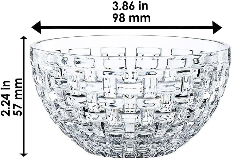 Nachtmann Bossa Nova Round Crystal Dip Bowls, Set of 4, Serving Dish for Sauce, Salsa, Ice Cream, and Dips, Giftable, 3.5 Ounce, Clear, Dishwasher Safe