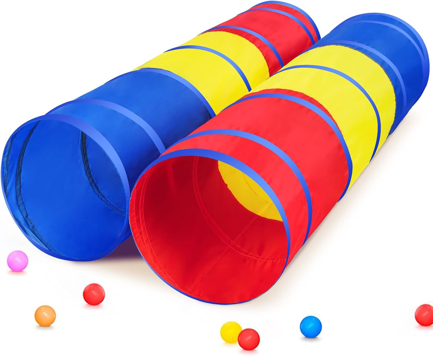 PigPigPen Pop Up Play Tunnel Tent for Toddlers Babies or Dogs, Indoor & Outdoor Toys for Kids Backyard Playset. (Red,Yellow,Blue)