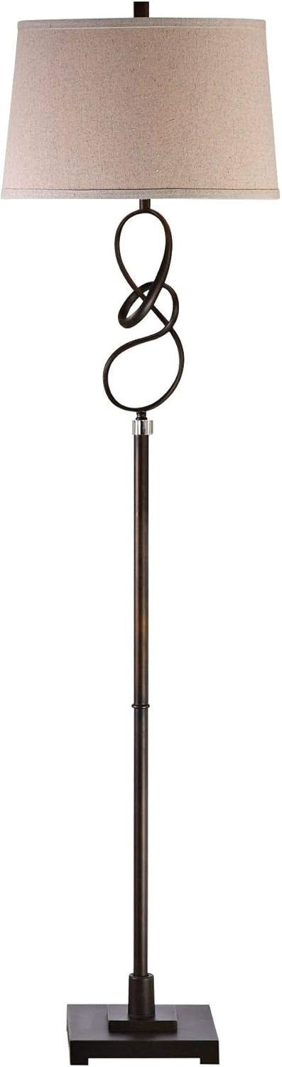 Uttermost Tenley Steel Crystal Floor Lamp in Rubbed Bronze and Light Beige