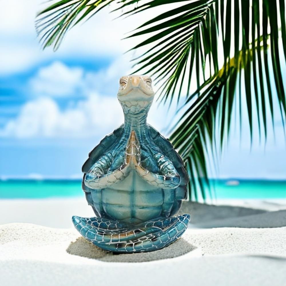 Uanit Sea Turtle Yoga Figurines Decoration Summer Meditating Sea Turtle Decor Spring Garden Turtle Crafts Turtle Yoga Figurines for Home Office Decoration Birthday Gifts for Mom, Grandma,Women