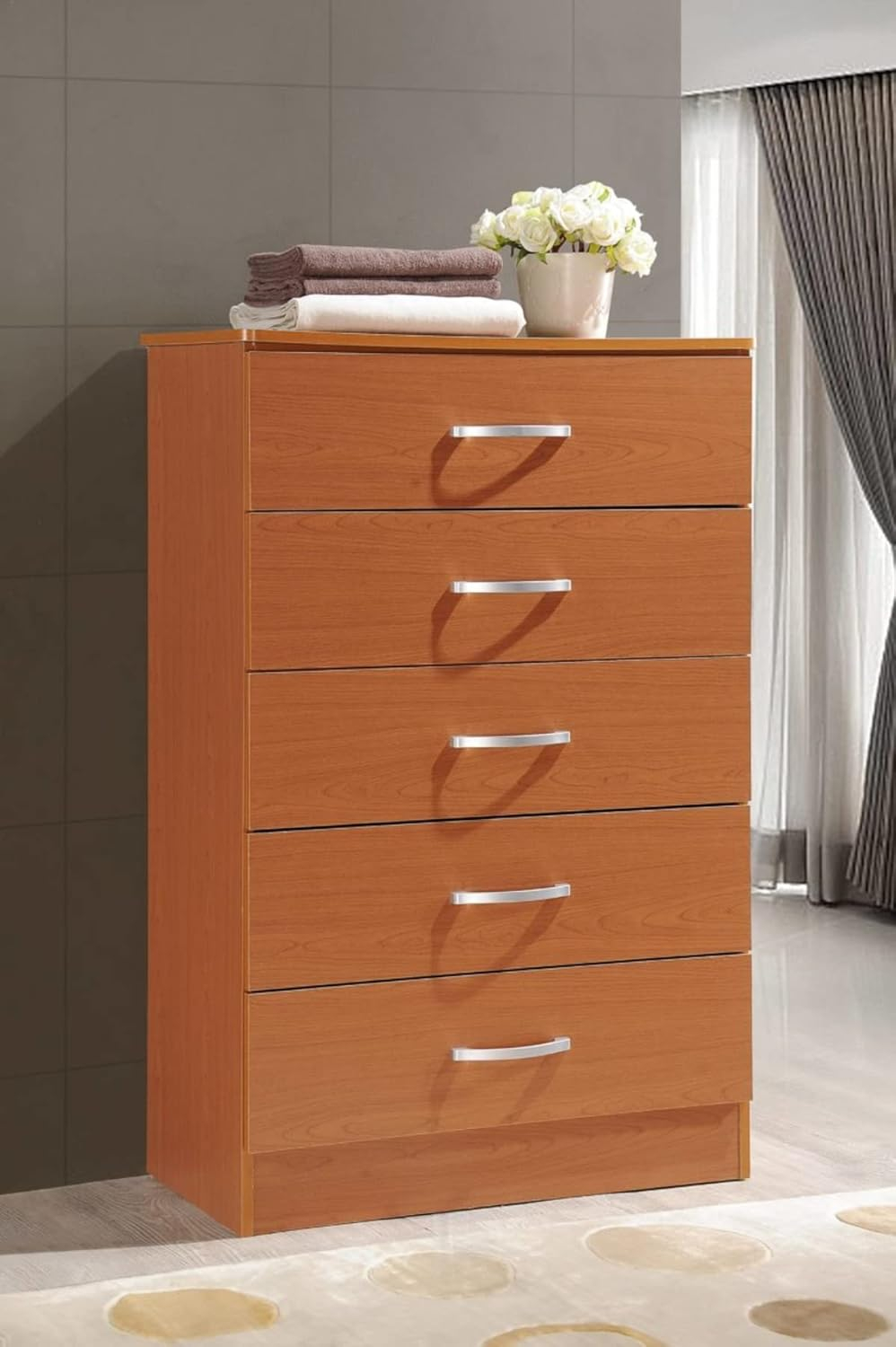 Hodedah 5-Drawer Chest in Cherry