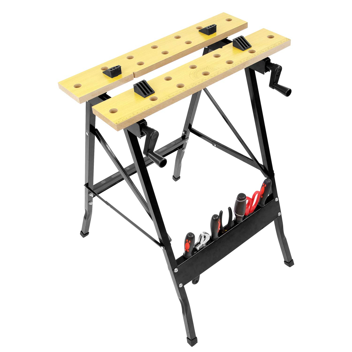 Portable Folding Workbench with Adjustable Clamps and Steel Frame