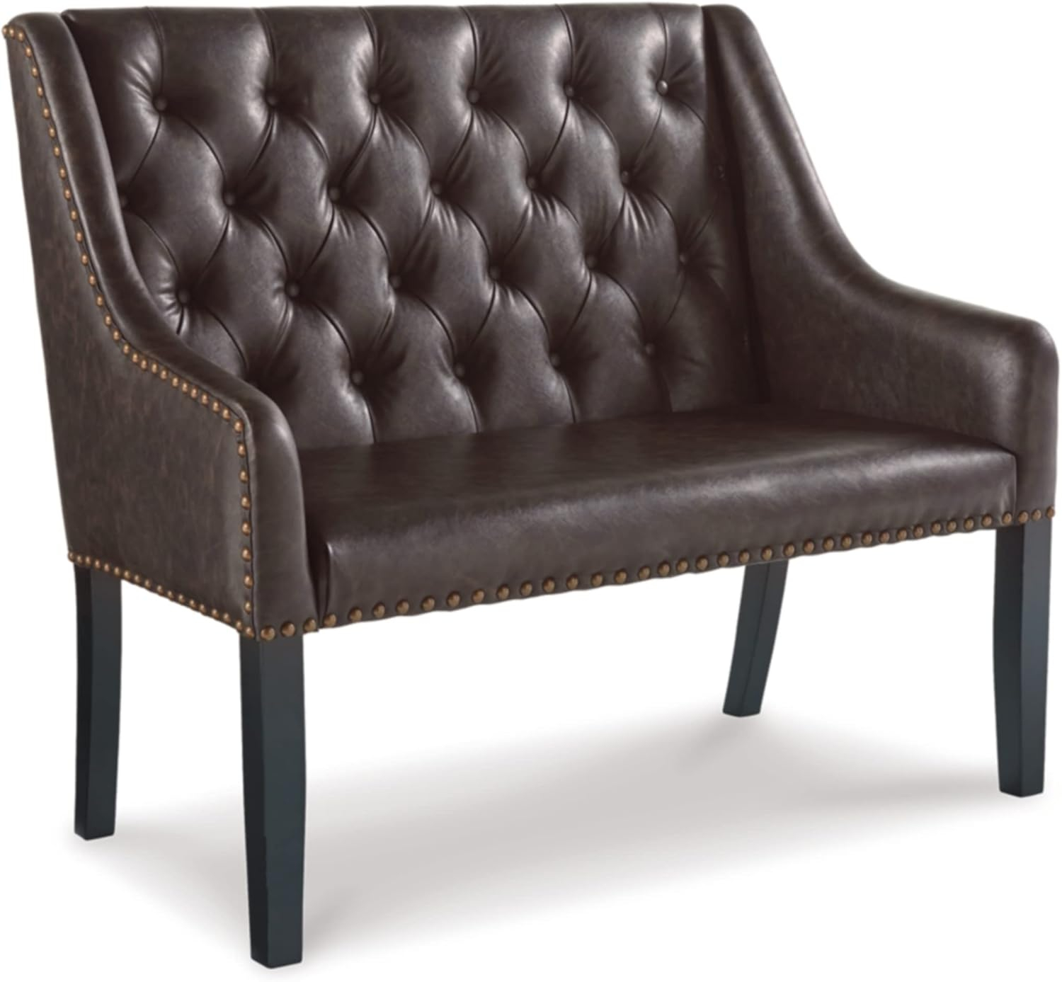 Signature Design by Ashley Carondelet New Traditional Faux Leather Tufted Accent Bench, Brown