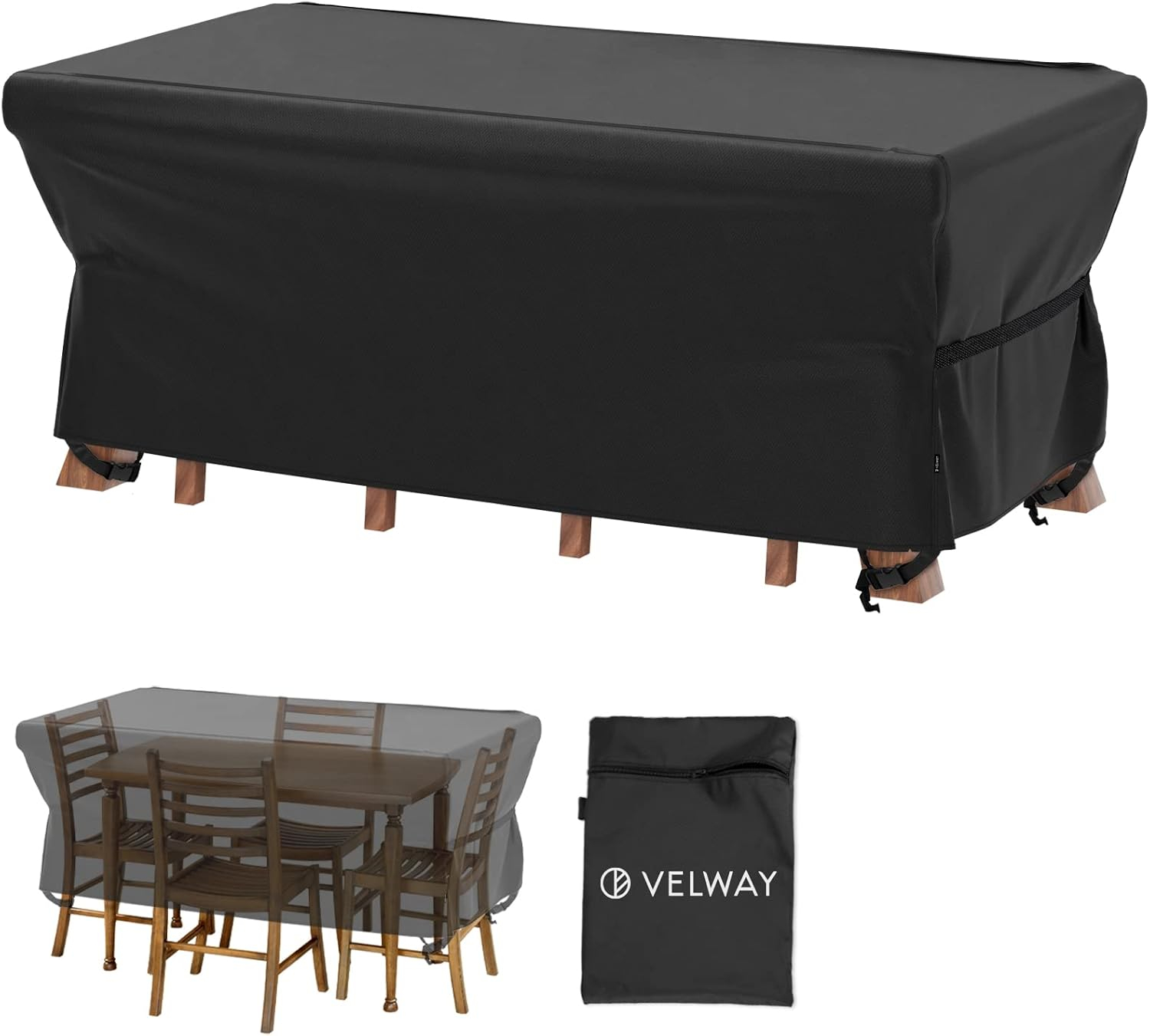 Velway Patio Furniture Cover Outdoor, Waterproof Rectangular Patio Table Chair Sofa Set Cover, 67”Lx37”Wx28”H, All Weather Oxford Tear-Resistant Material with Zipper Carrying Bag Windproof Buckles