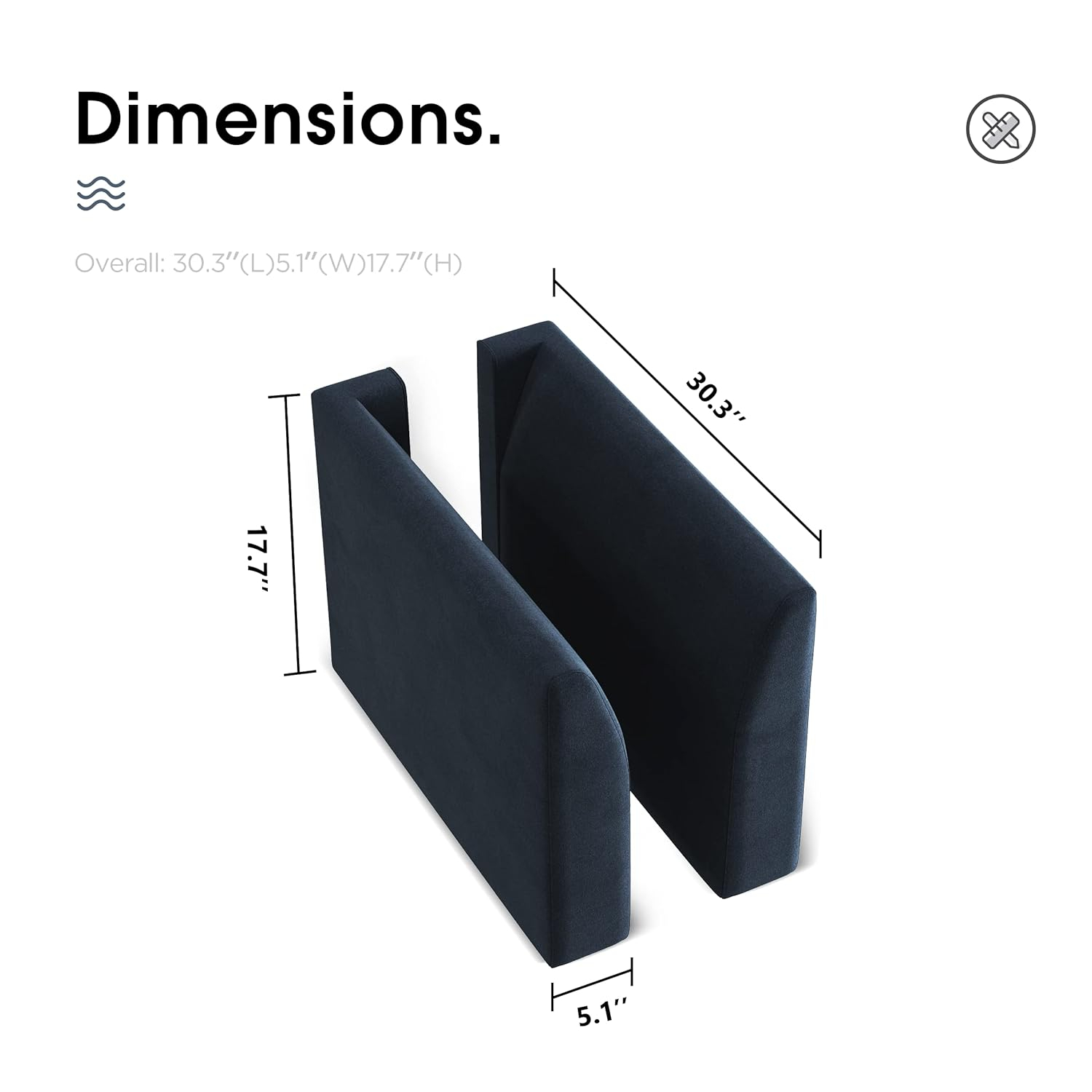 HONBAY Armrest Module for Modular Sectional Sofa, Pair of Sofa Armrest for Sectional Modular Couch, Velvet Dark Blue