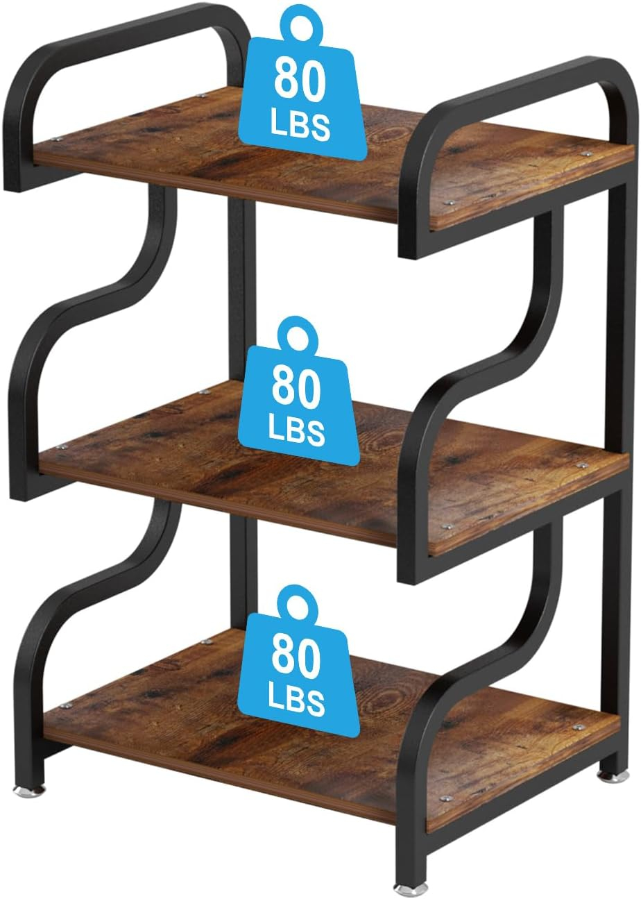 Printer Stand, 3-Tier Large Printer Stand, Durable Materials and Ample Storage Space, Printer Table for Home Office Organization,Rustic Brown