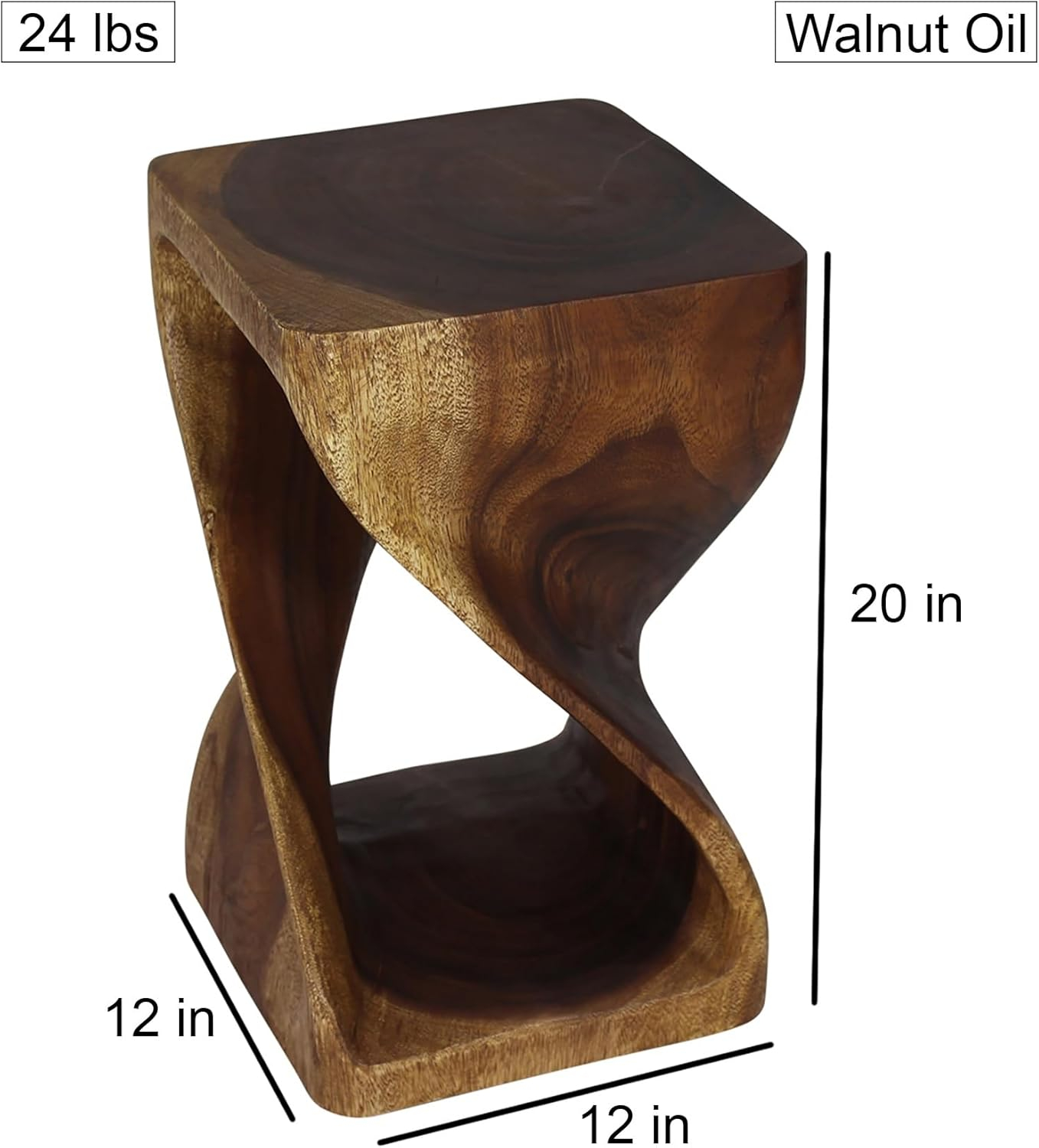 Haussmann® Original Wood Twist Stool 12 X 12 X 20 In High Walnut Oil