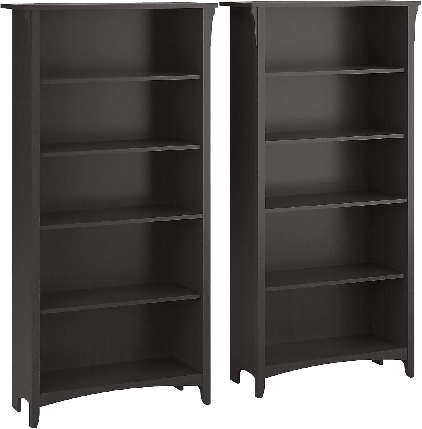 Bush Furniture Salinas Tall 5 Shelf Bookcase, Set of 2, Vintage Black