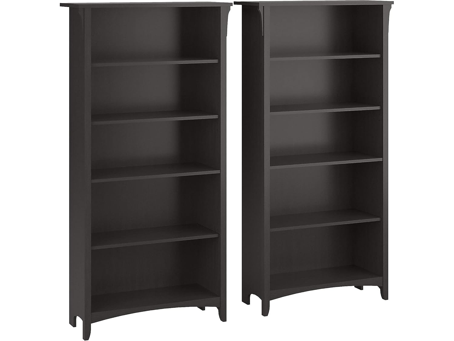 Bush Furniture Salinas Tall 5 Shelf Bookcase, Set of 2, Vintage Black