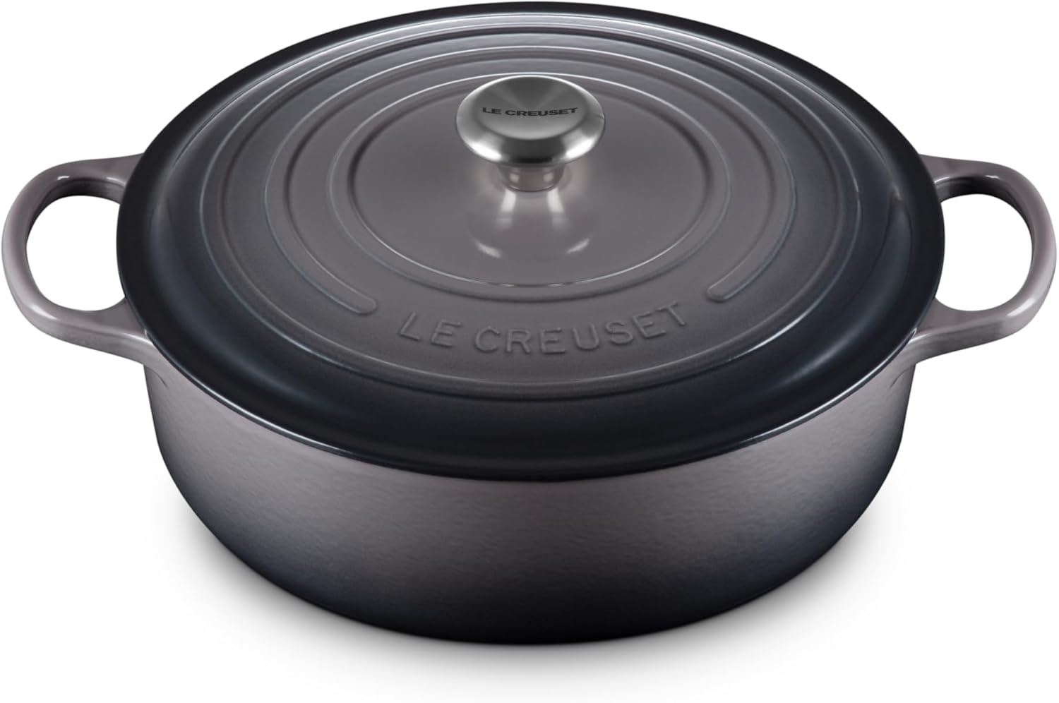 Oyster Gray Enameled Cast Iron Wide Dutch Oven, 6.75 Qt.