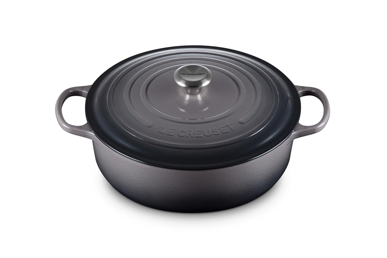 Oyster Gray Enameled Cast Iron Wide Dutch Oven, 6.75 Qt.