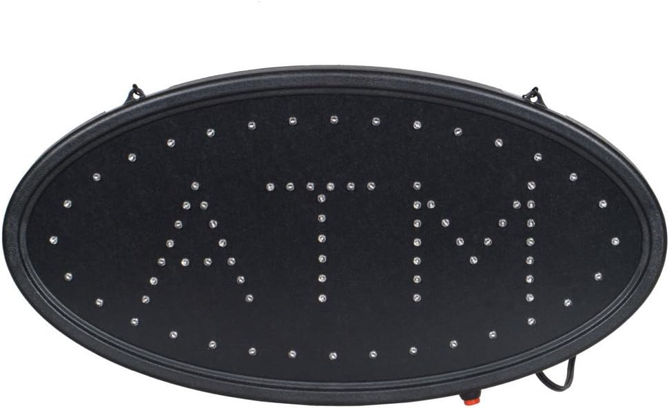 Boshen Led ATM Signs Decor for Bank Business Mart Shop Store Bar Cafe Now Open Sign Display On/Off Switch + Chain (19" Lx 10"W(Oval"ATM"))