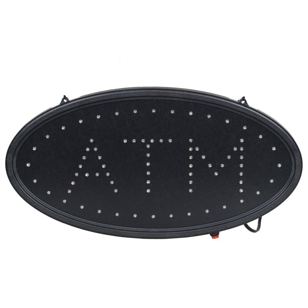 Boshen Led ATM Signs Decor for Bank Business Mart Shop Store Bar Cafe Now Open Sign Display On/Off Switch + Chain (19" Lx 10"W(Oval"ATM"))