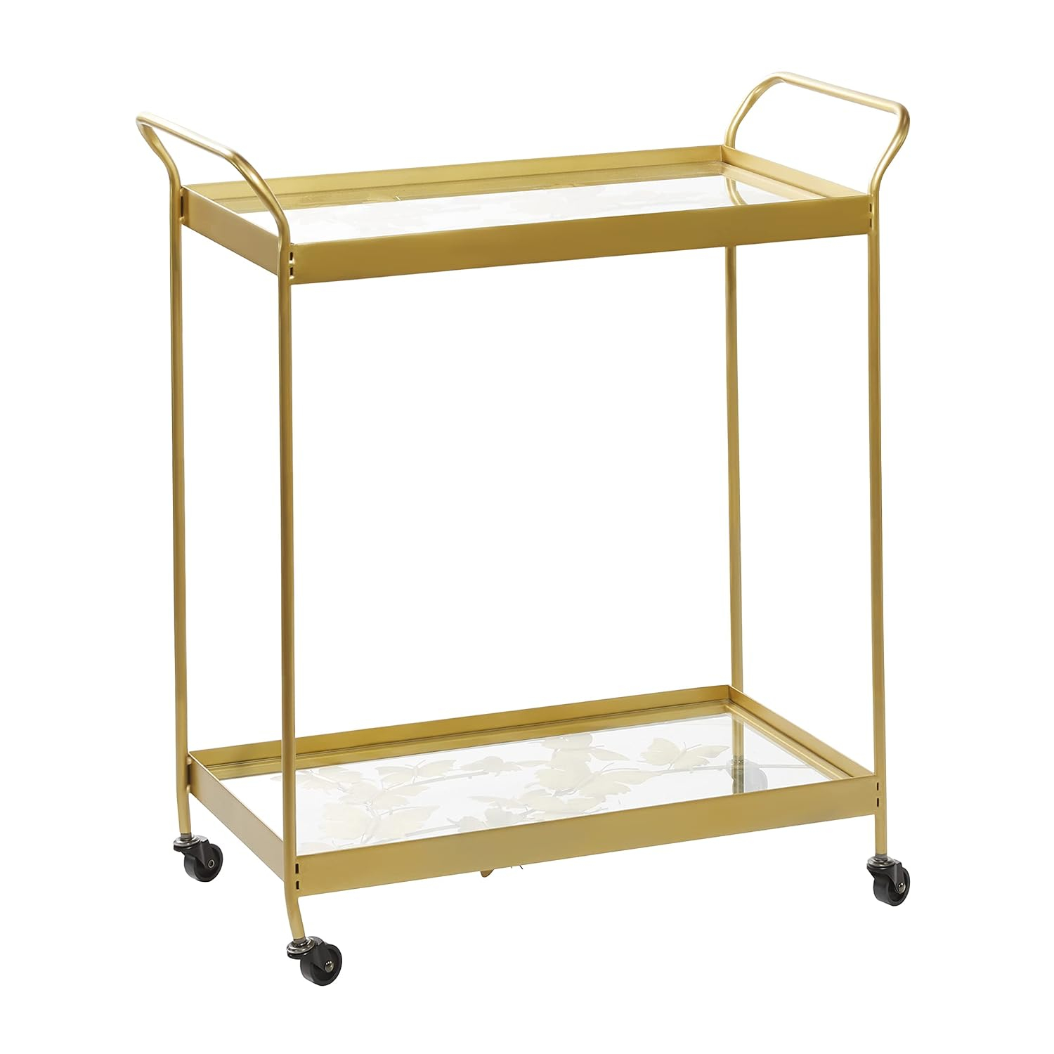 DecMode Metal Bar Cart Contemporary Gold