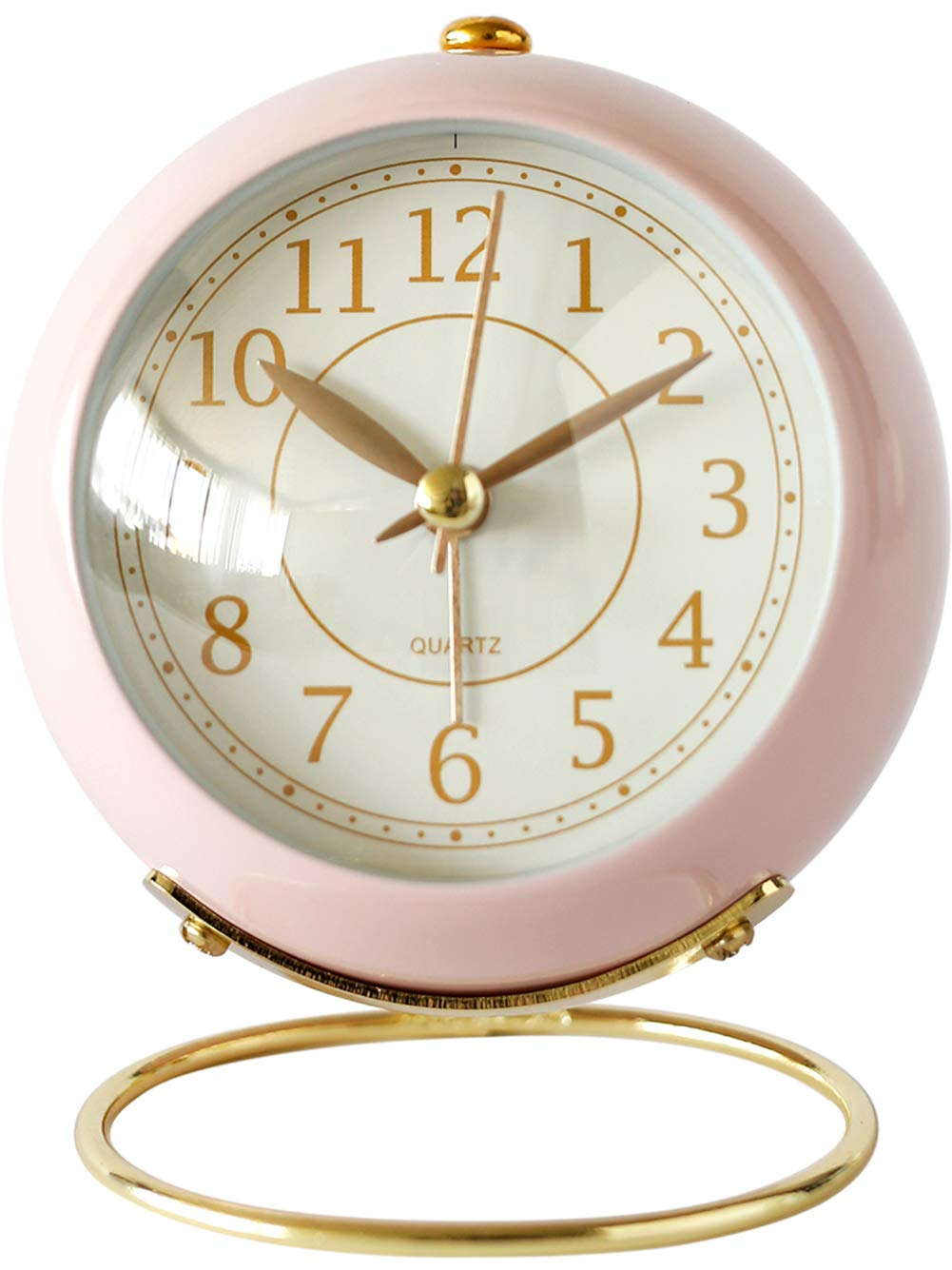 Small Table Clocks, Classic Non-Ticking Tabletop Alarm Clock With Backlight, Battery Operated Desk Astronaut Clock With Hd Glass For Living Room Bedroom Bedside Indoor Decor (Pink)
